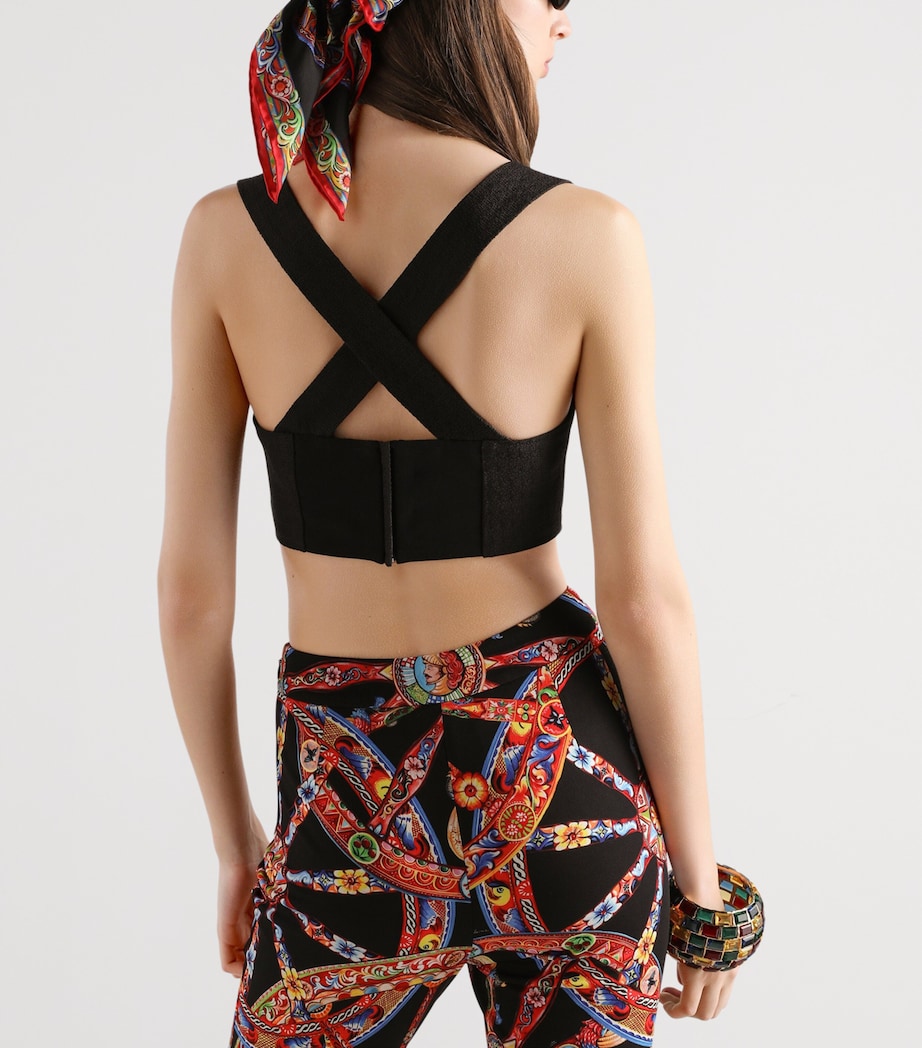 Dolce&Gabbana Womens Appliqué Bustier Top Black Image 5