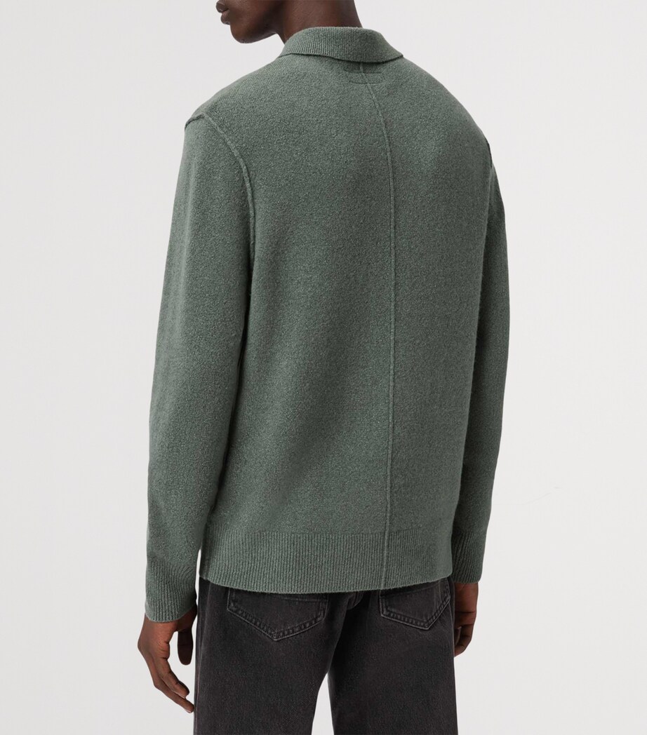 AllSaints Mens Statten Polo Sweater Maple Green Image 4