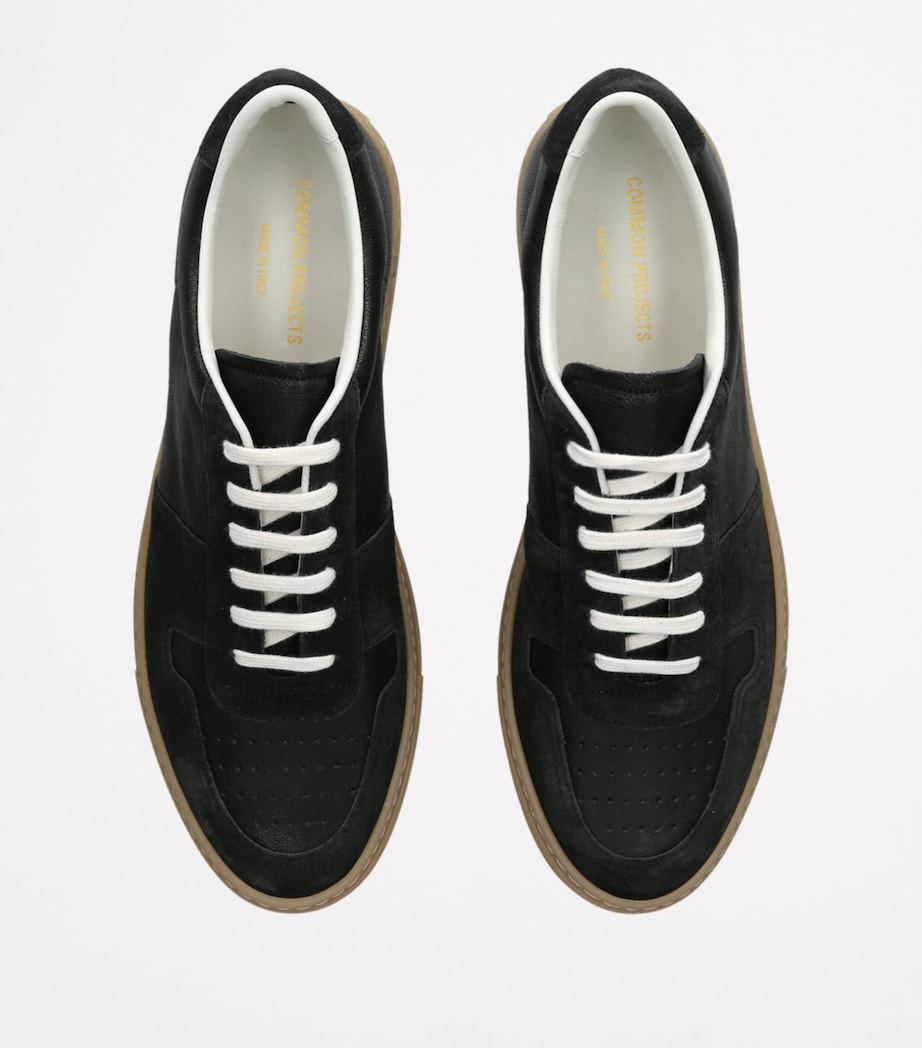 Leather and Suede BBall Sneakers BLACK Image 6