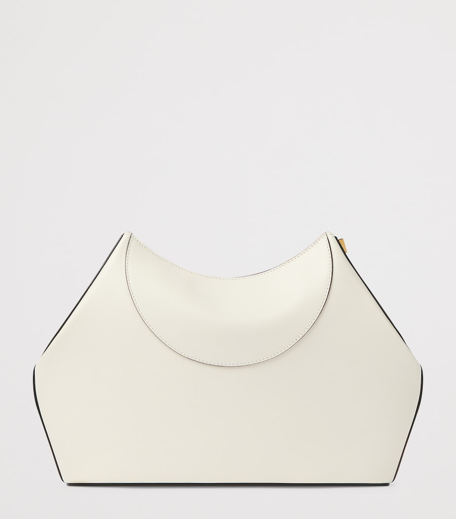 Leather Facet Clutch Bag IVORY Image 4