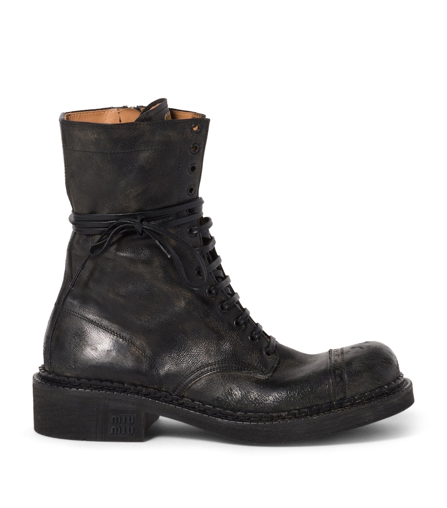 Leather Lace-Up Boots F0002 Image 1