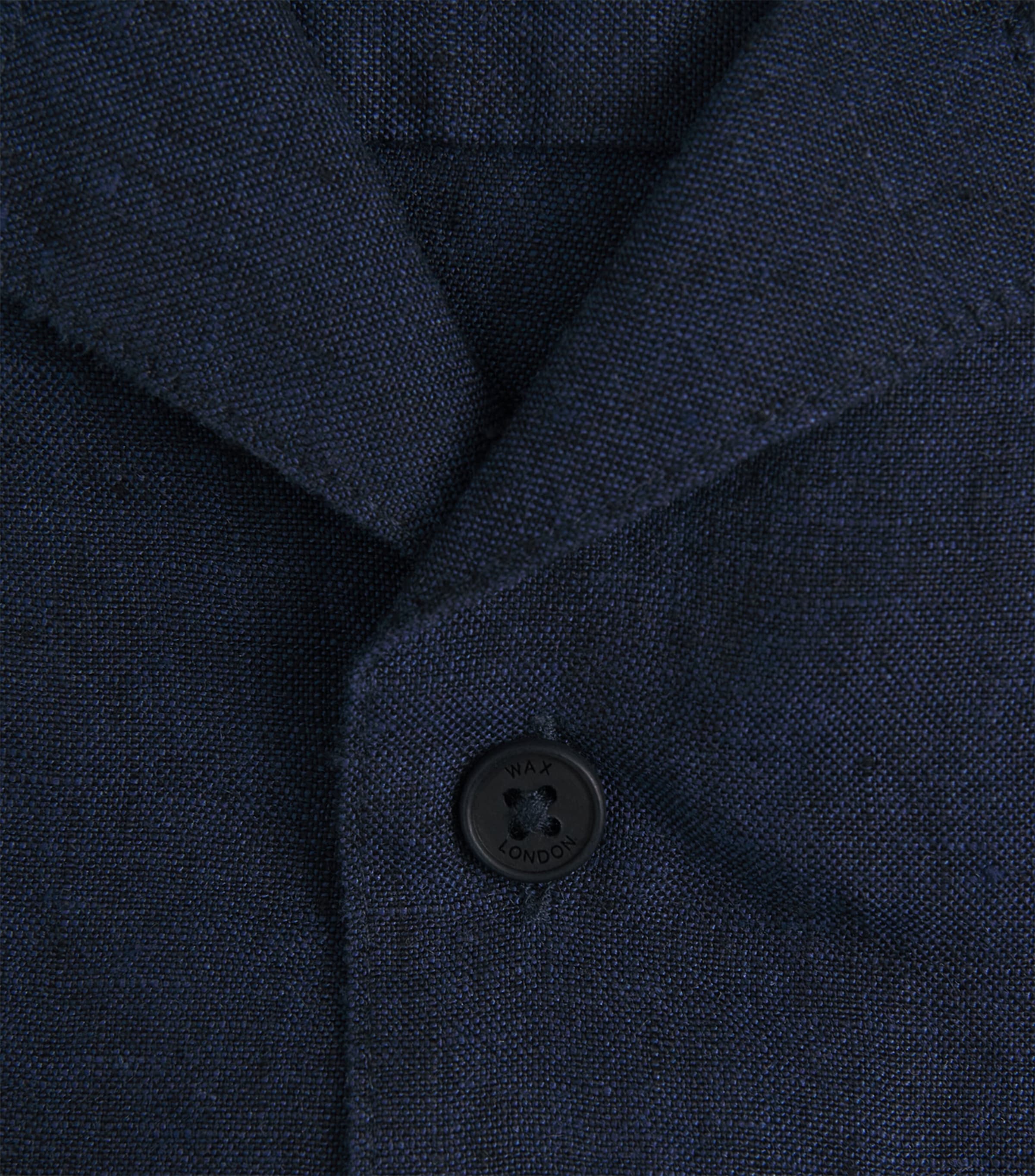 Wax London Mens Linen Short-Sleeve Didcot Shirt Navy Image 6