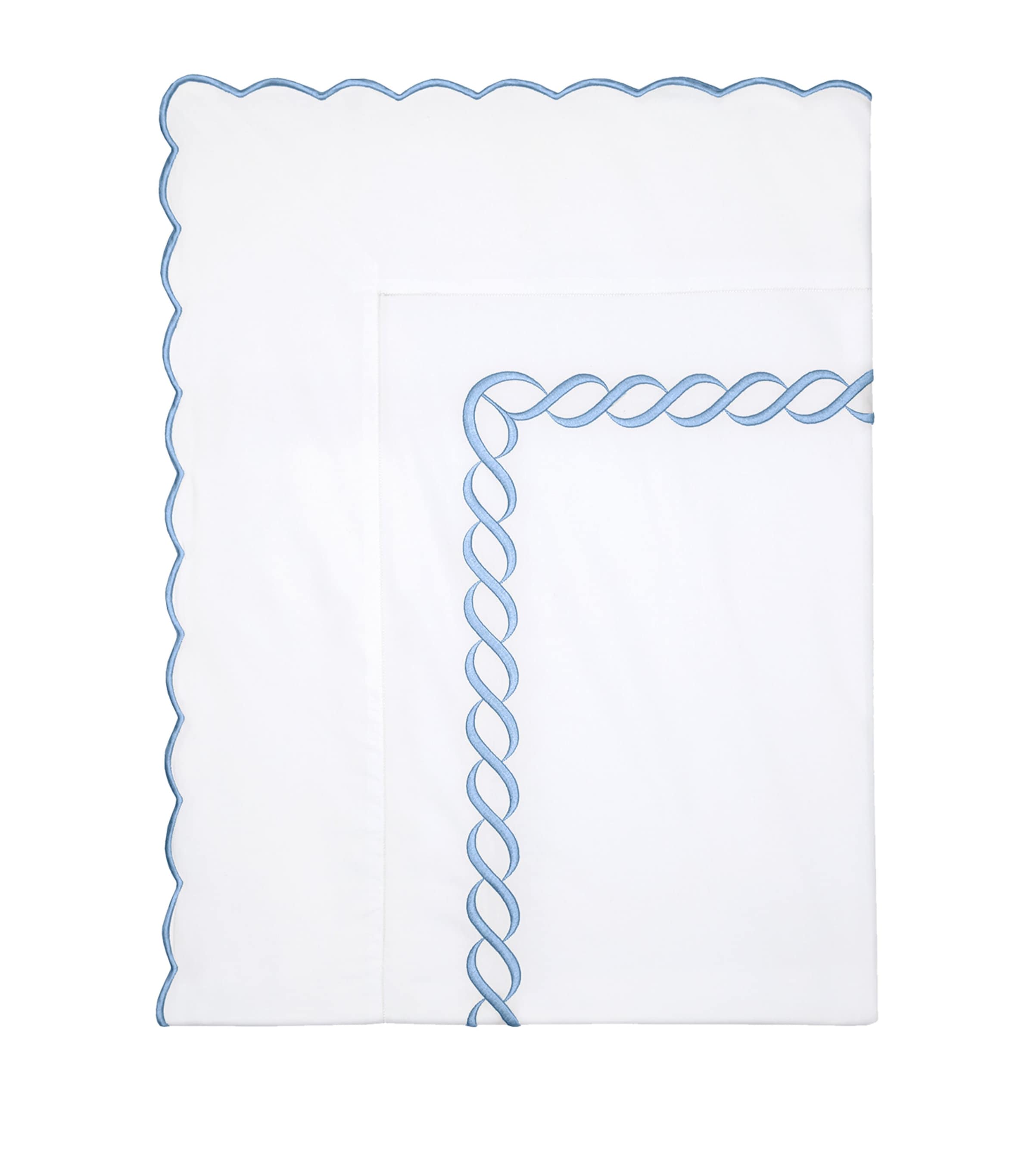 Pratesi Treccia King Fitted Sheet In Blue