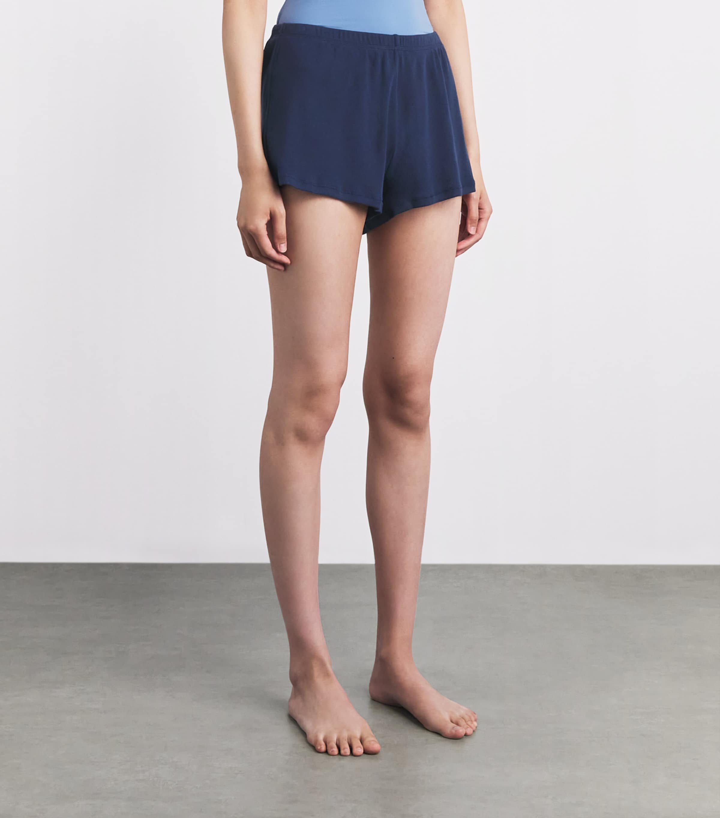 Skims Womens Stretch-Cotton Rib Shorts Navy Image 4