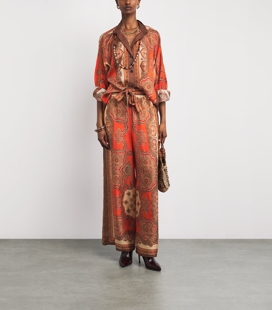 Zimmermann Womens Silk Mahon Shirt Tangerine Paisley Image 2