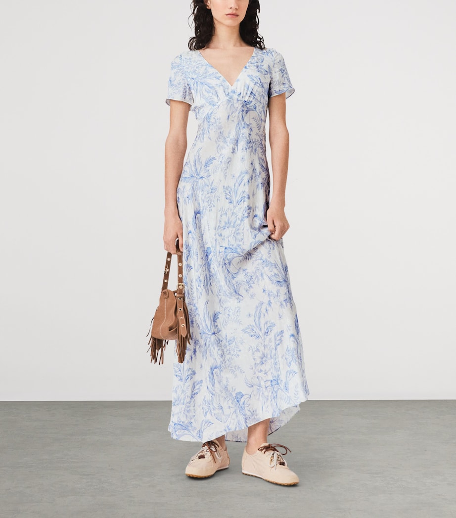 Maje Womens Floral Maxi Dress Sky Blue Large Image 6