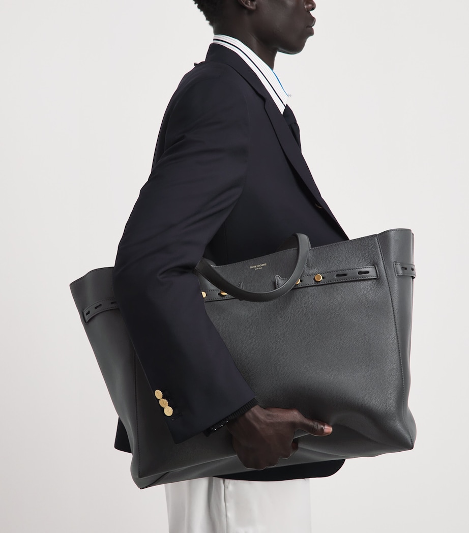 Thom Browne Leather Cabas Tote Bag Black Image 4