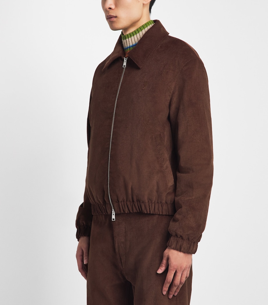 AMI Paris Mens Corduroy Ami De Coeur Bomber Jacket Marron Chocolat Image 4