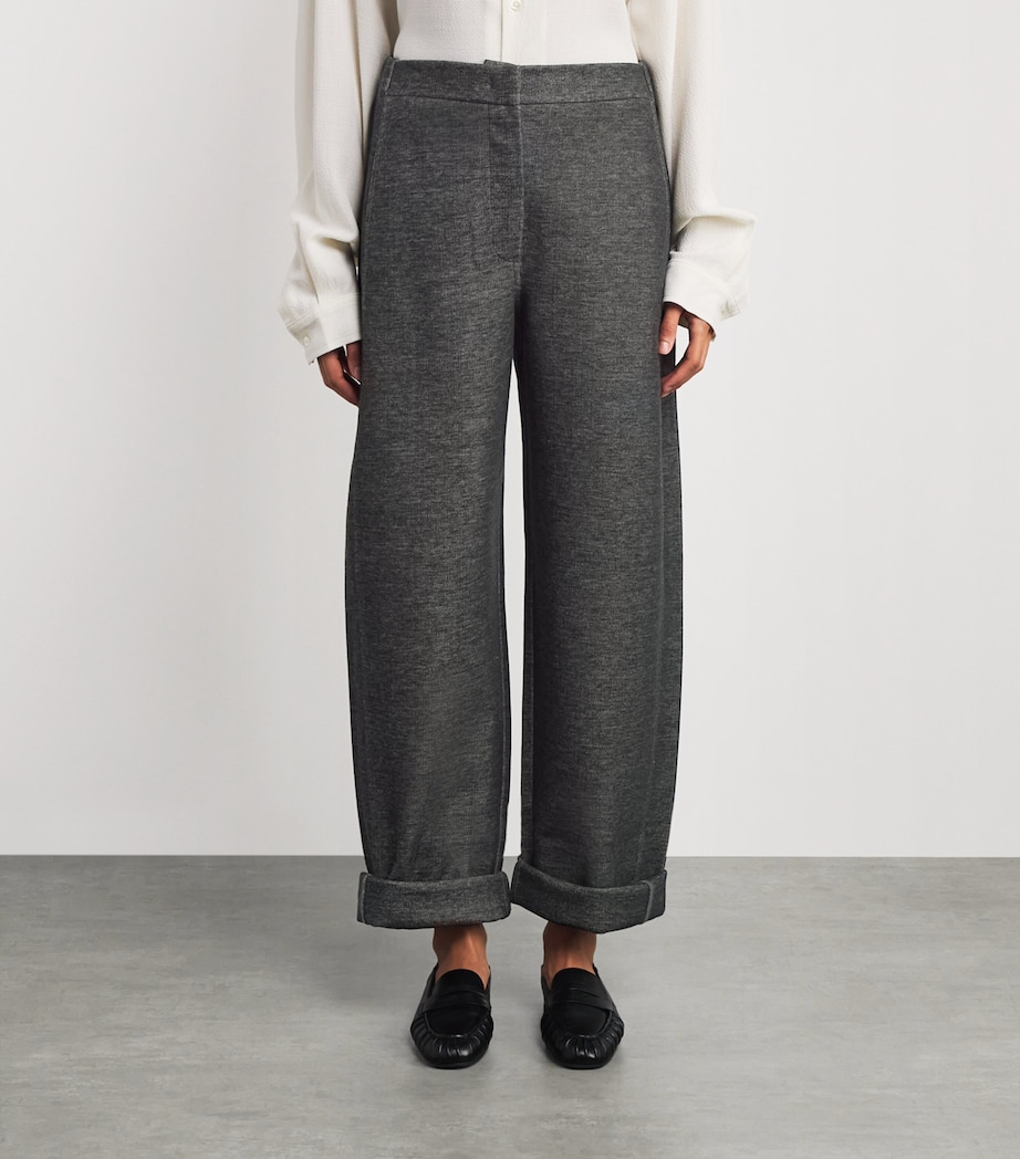Wool-Blend Barrel Trousers DARK GREY Image 3