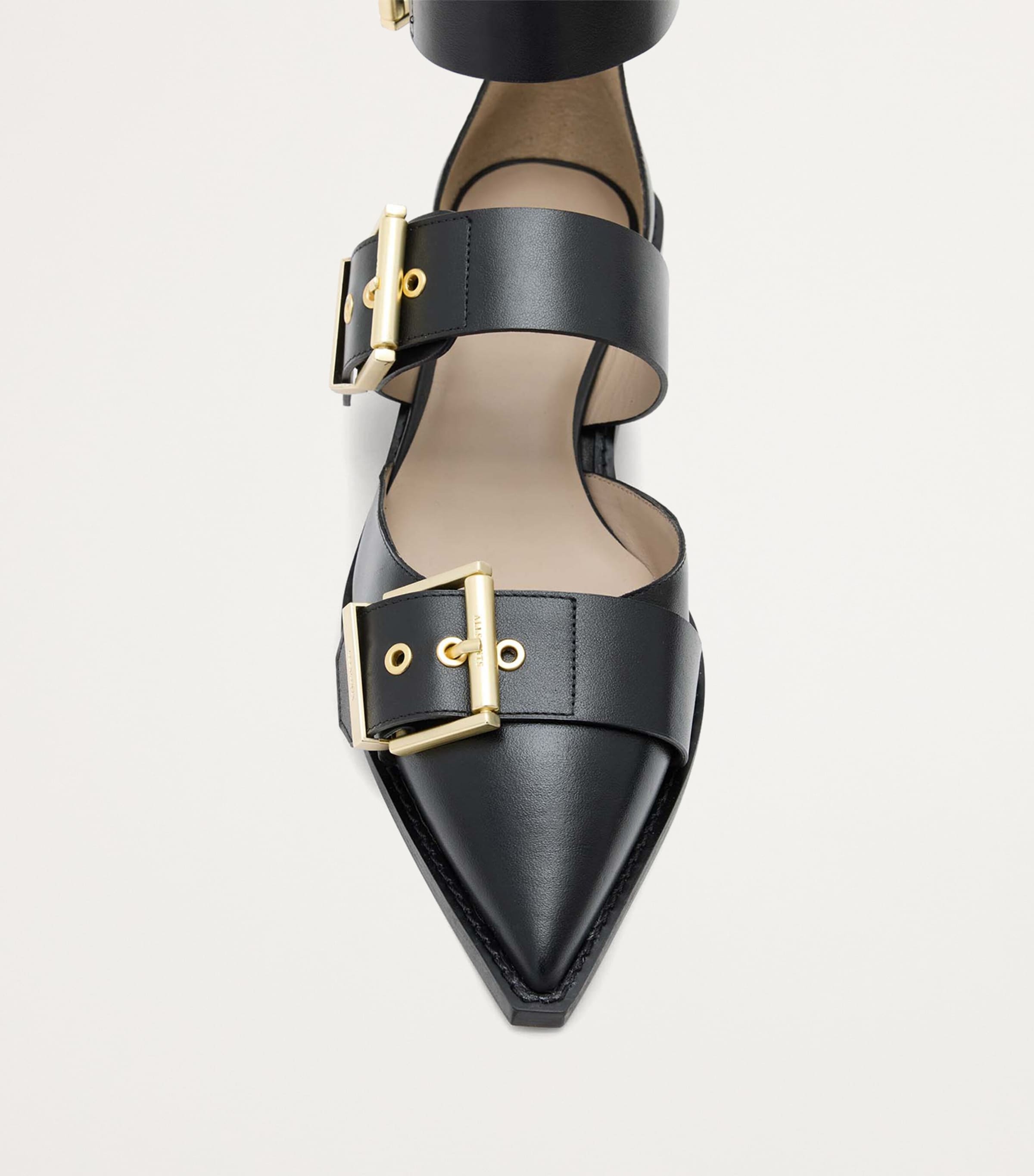 Leather Sutton Buckle Flats BLACK Image 5