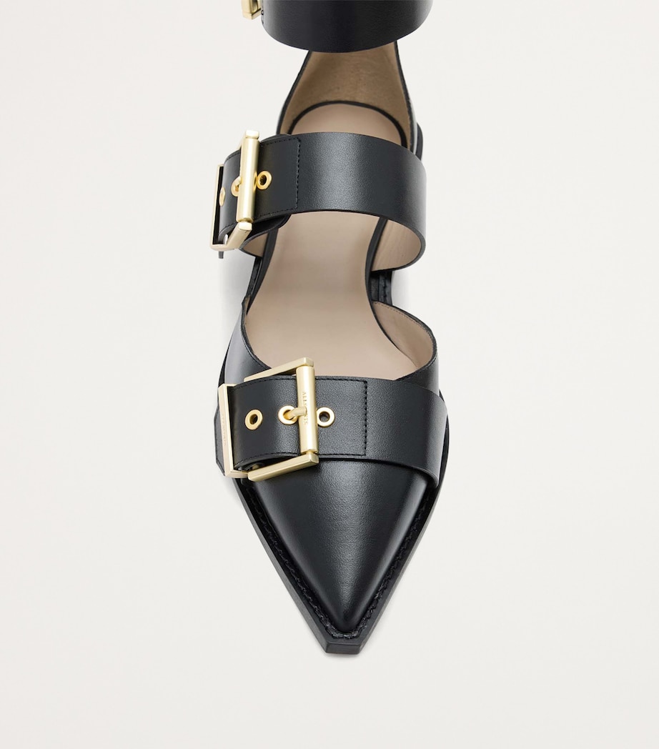 Leather Sutton Buckle Flats BLACK Image 5