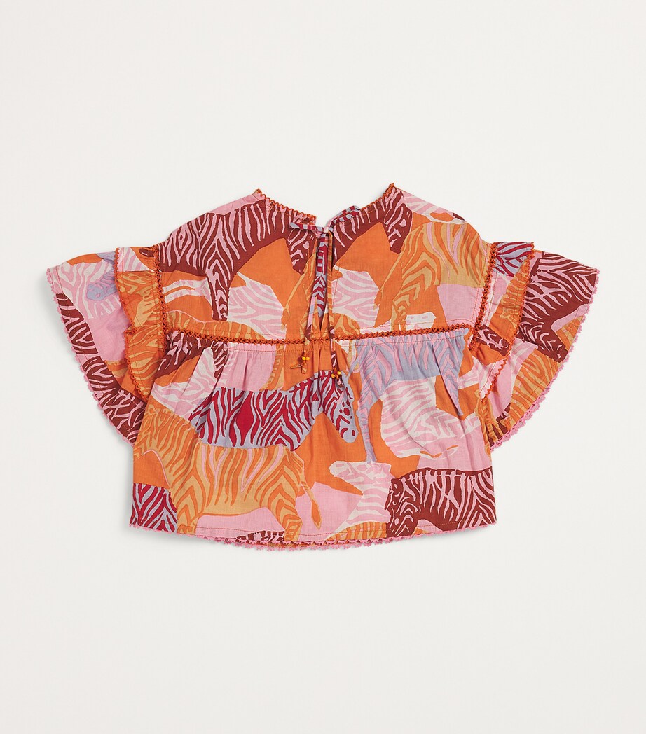 Poupette St Barth Kids Cotton Printed Chantal Blouse (4-12 Years) Pink Ashanti Ahp Image 2