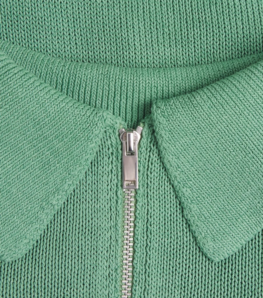 Studio Nicholson Mens Heddy Zip-Up Polo Sweater Apple Image 6