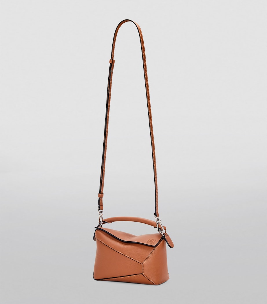 Mini Leather Puzzle Edge Top-Handle Bag TAN Image 2