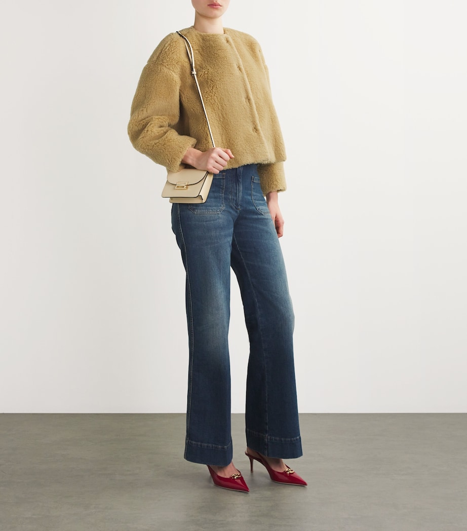 Shearling Cropped Teton Jacket CAMEL Image 2