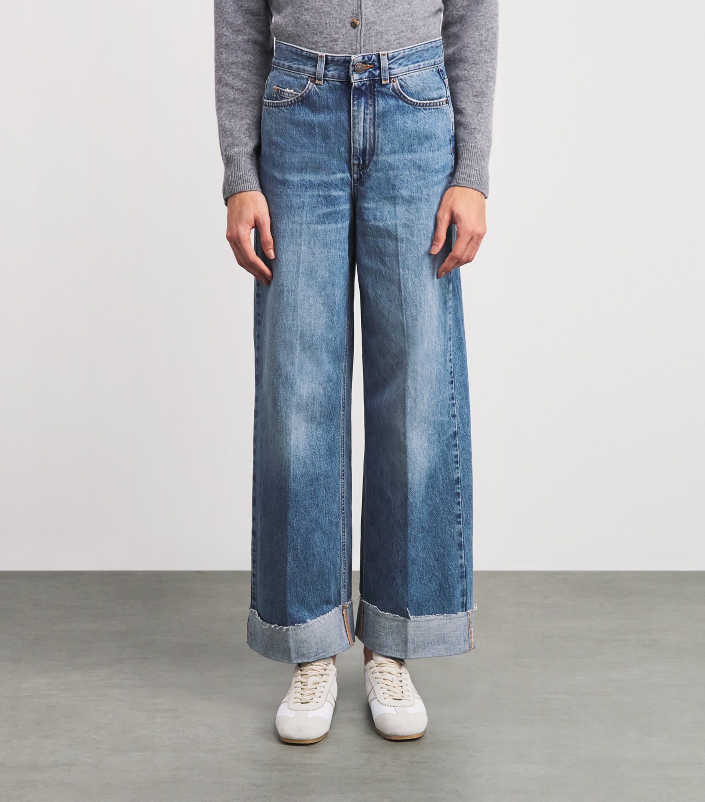 ME+EM Womens Ankle Grazer Straight Jeans Mid Blue Wash Image 4
