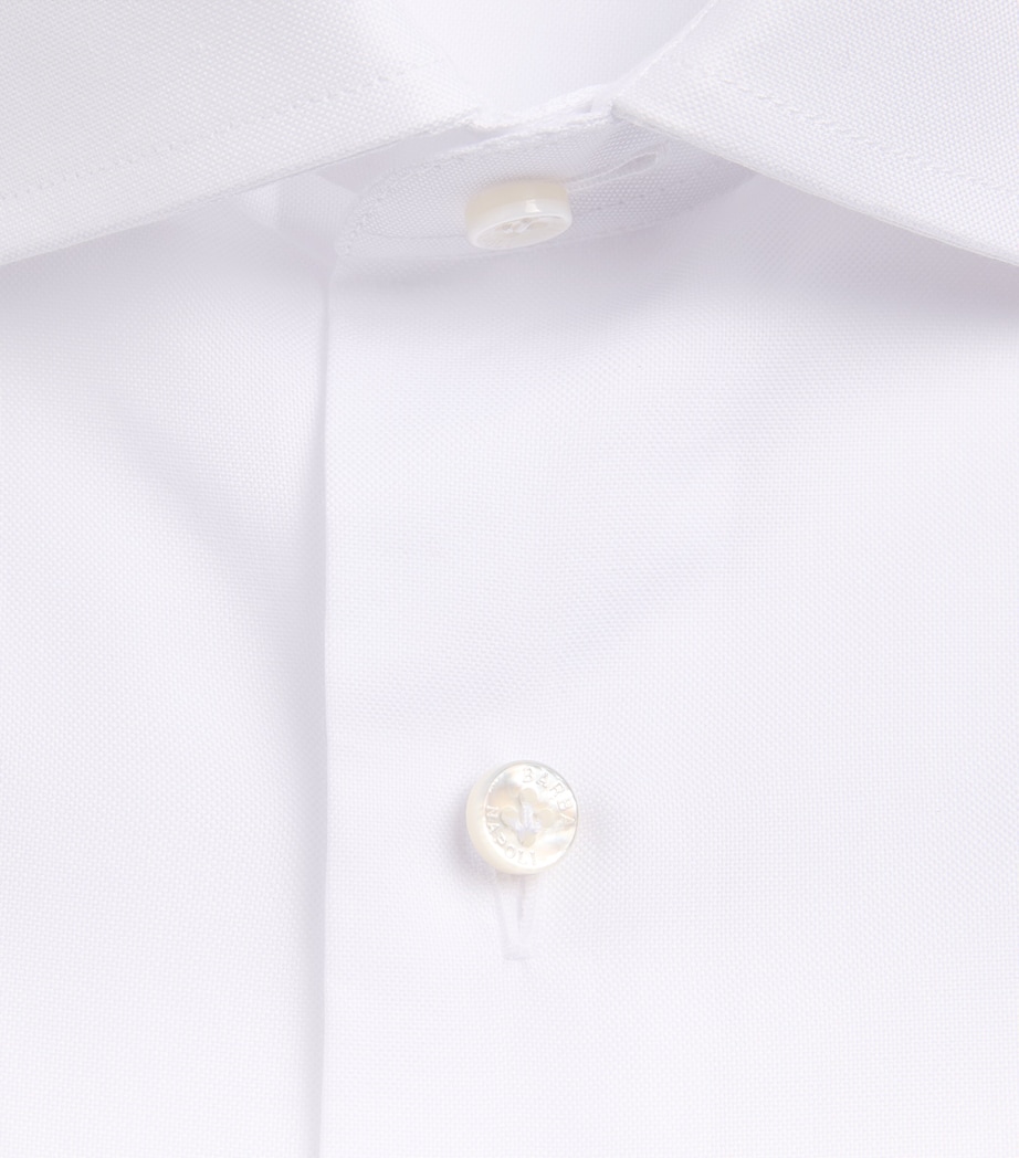Barba Napoli Mens Cotton Poplin Slim Shirt White Image 6