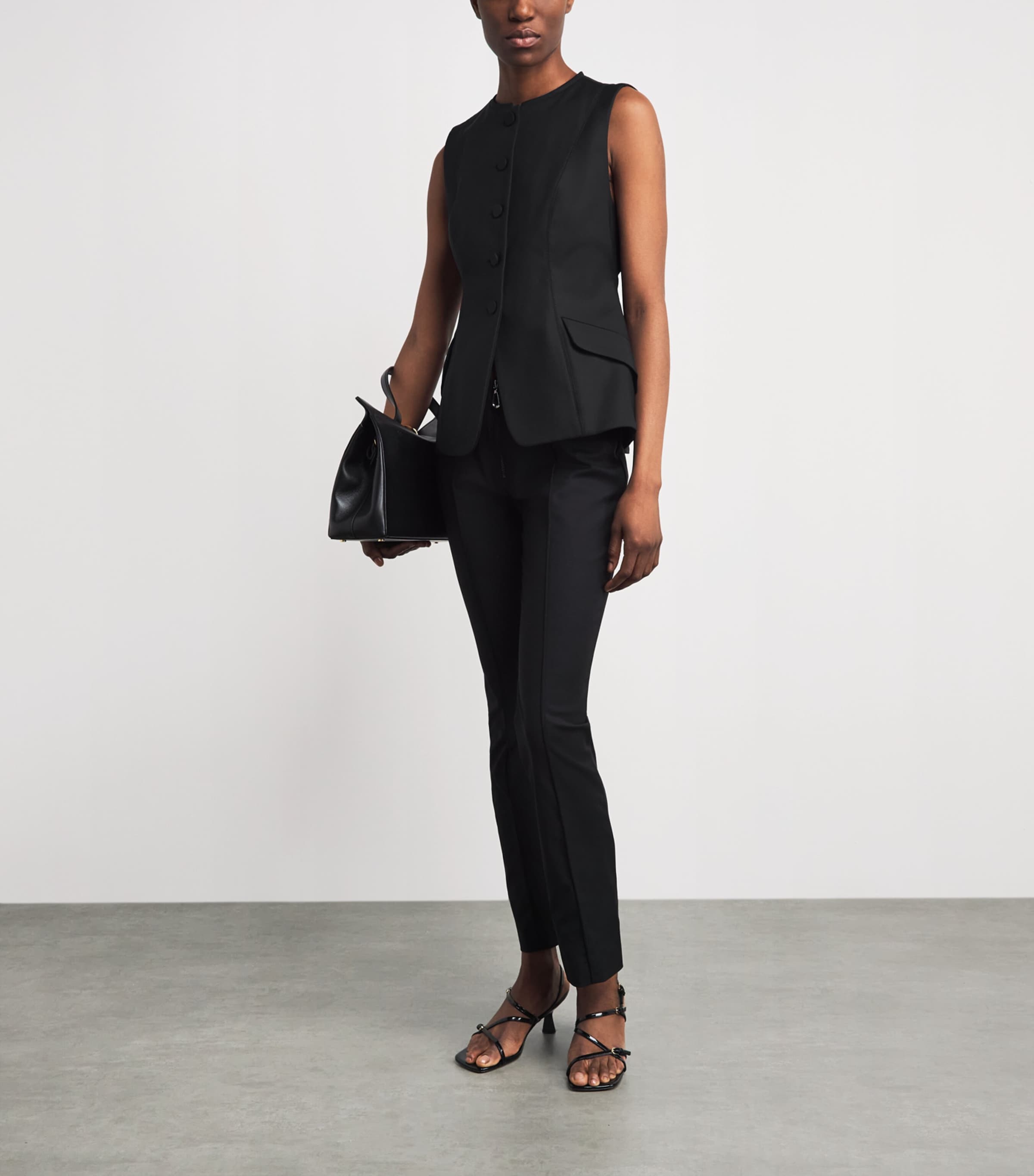 Sandro Paris Womens Cotton-Blend Peplum Waistcoat Black Image 2
