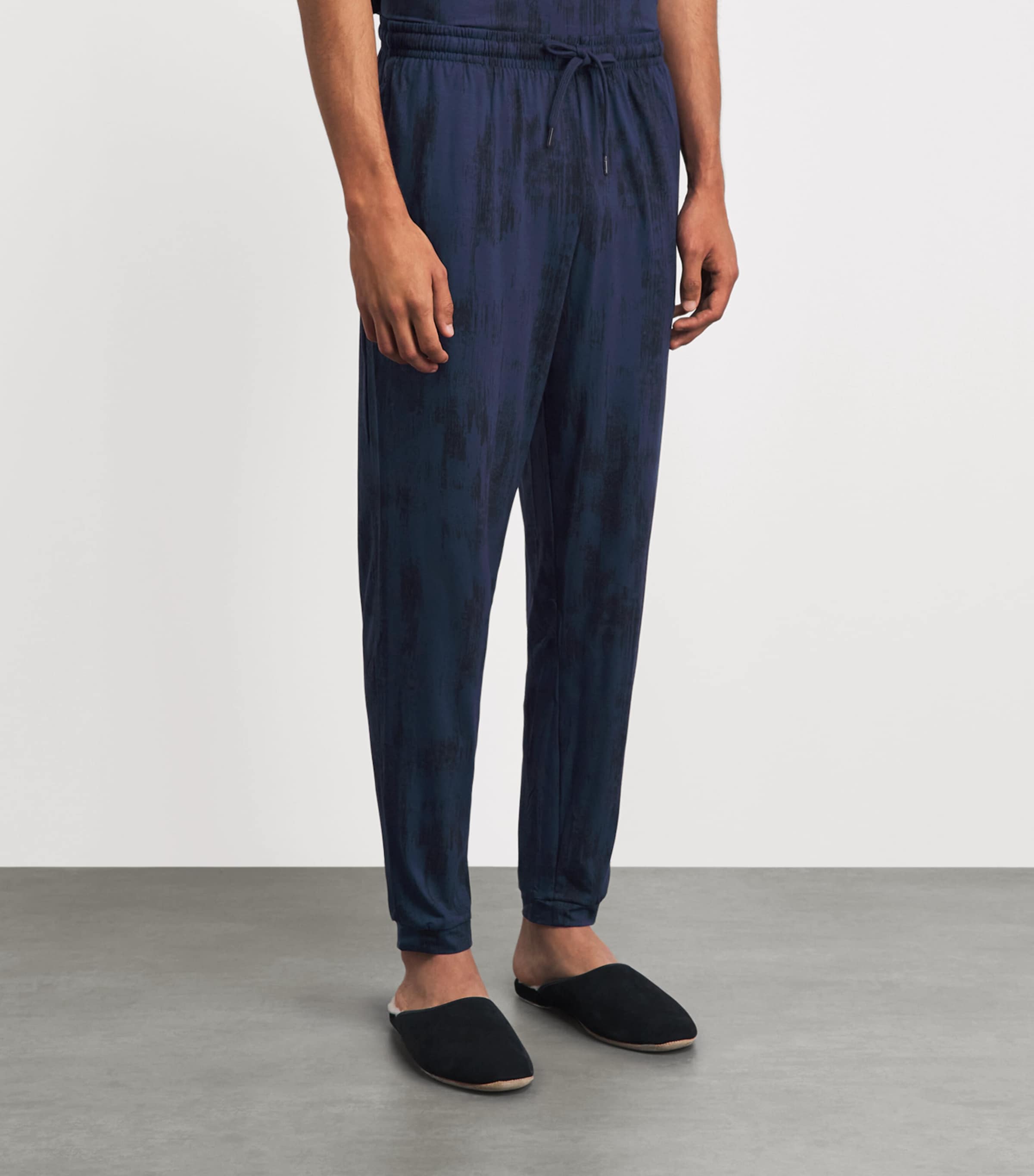 Derek Rose Mens Printed London Lounge Trousers Nav Image 4