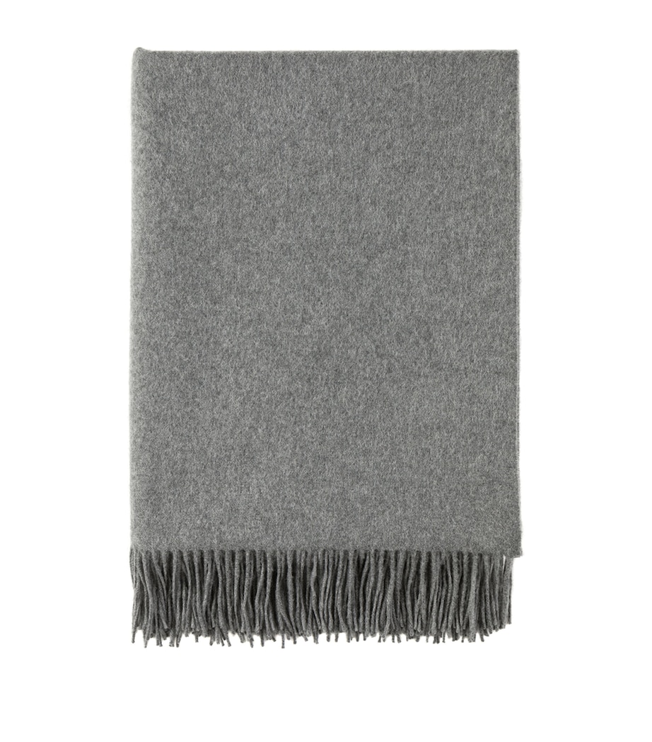 Cashmere Fringed Throw (140cm x 190cm) GRANITE Image 1