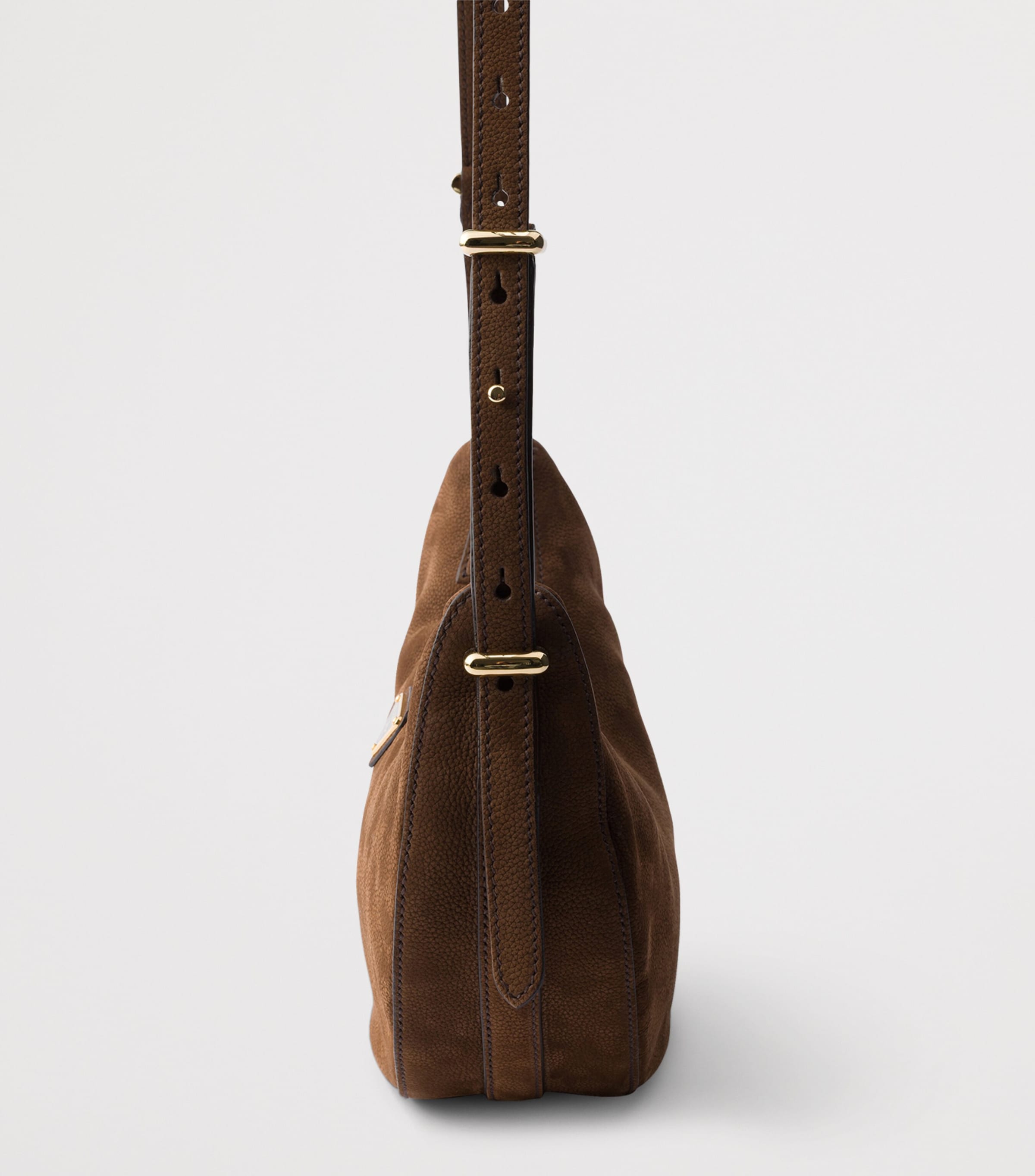 Prada Small Nubuck Leather Arqué Shoulder Bag Brown Image 7