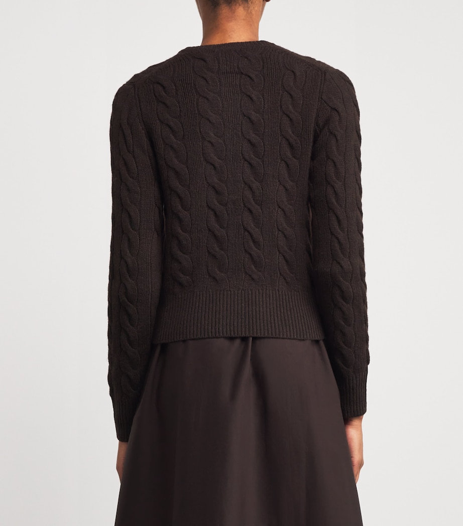 Wool-Cashmere Cable-Knit Cardigan WALNUT BROWN MELANGE Image 4