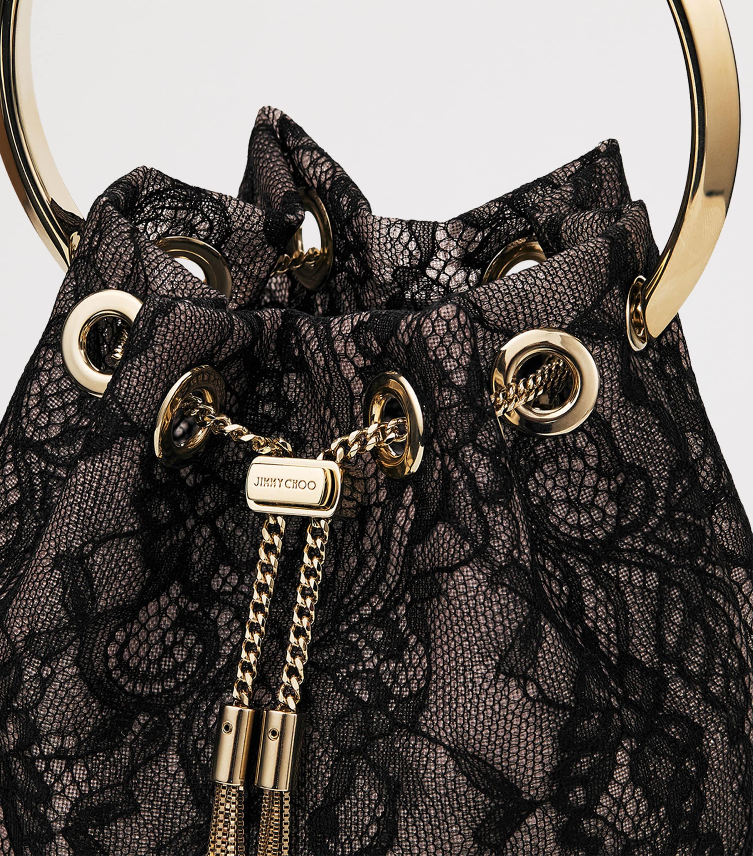 Jimmy Choo Lace Bon Bon Top-Handle Bag Black/light Gold Image 5