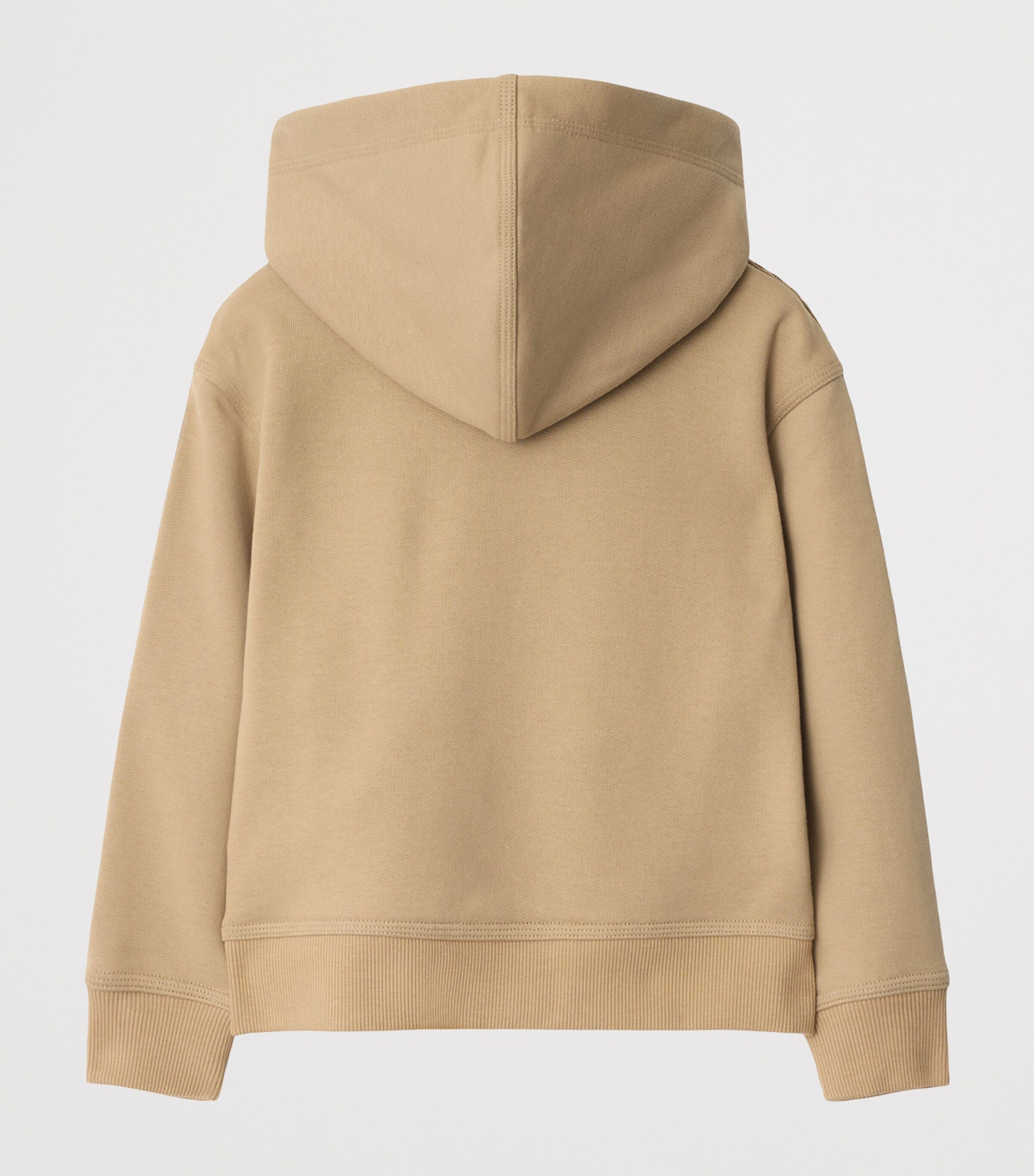 Burberry Kids Beige Cotton Check-Trim Zip-Up Hoodie (3-12 Years