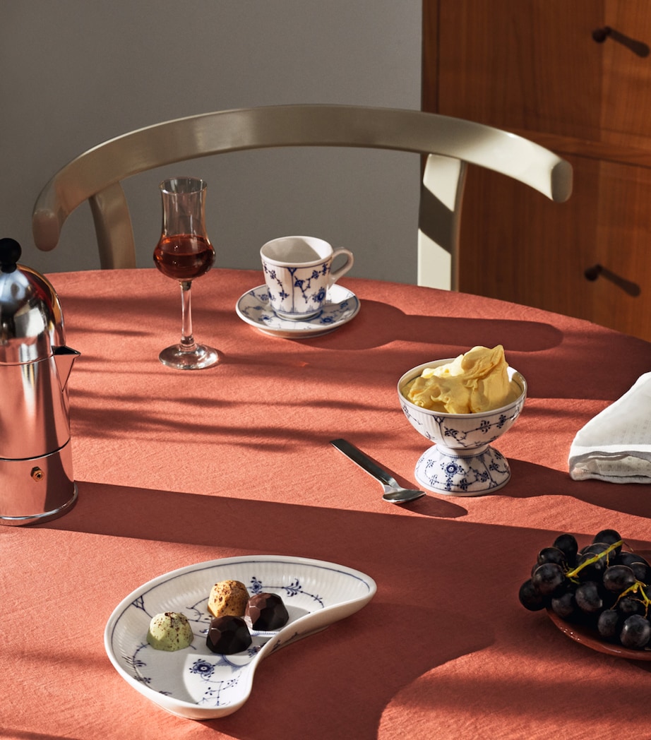 Porcelain Blue Fluted Plain Half-Moon Dish BLUE Image 2