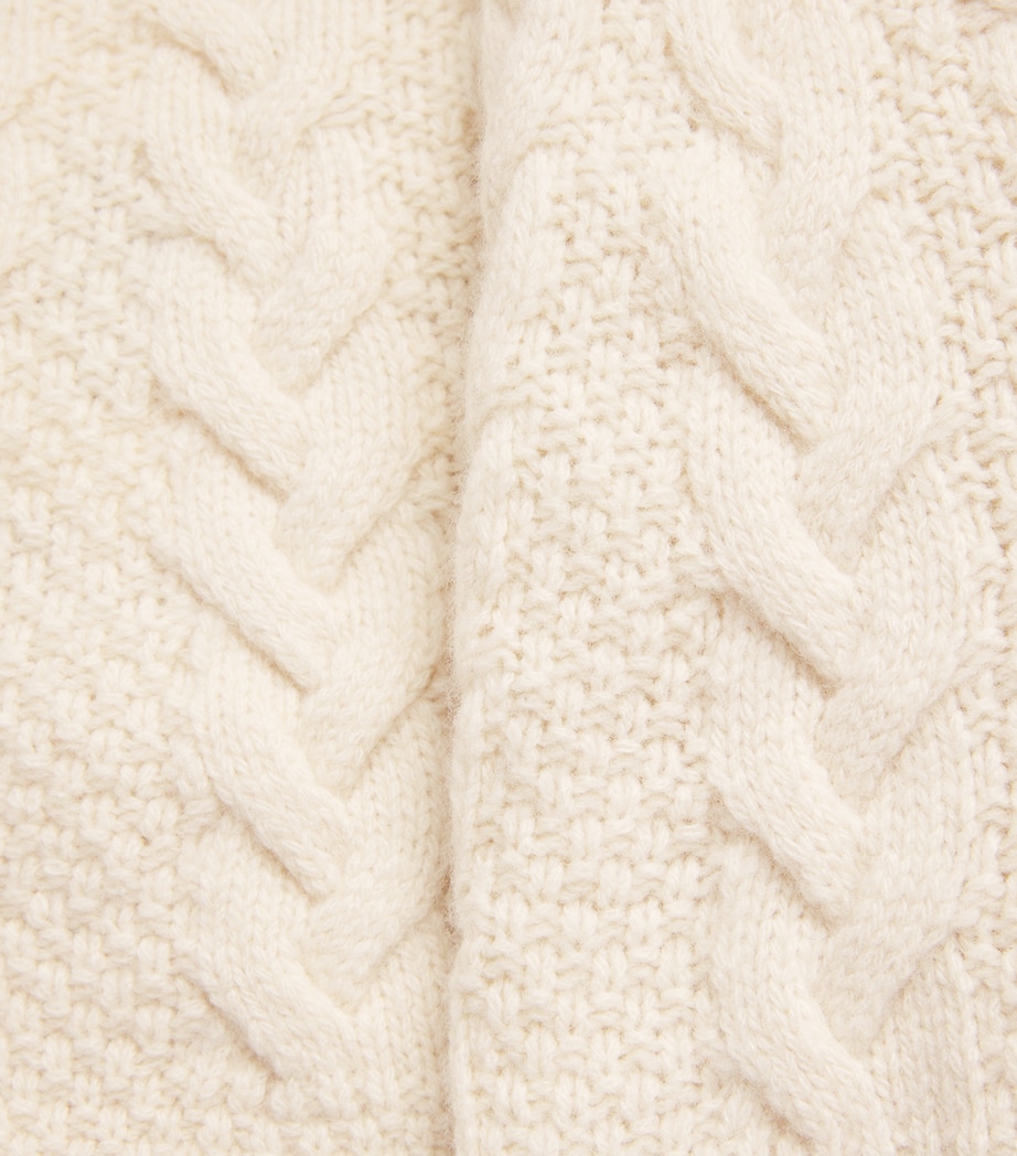 Merino Wool Cable-Knit Yoke Sweater 250LDN LT DUNE Image 5