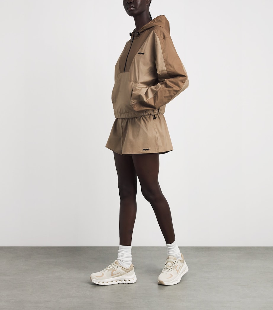 Skims Womens Woven Cotton Half-Zip Hoodie Desert Image 2
