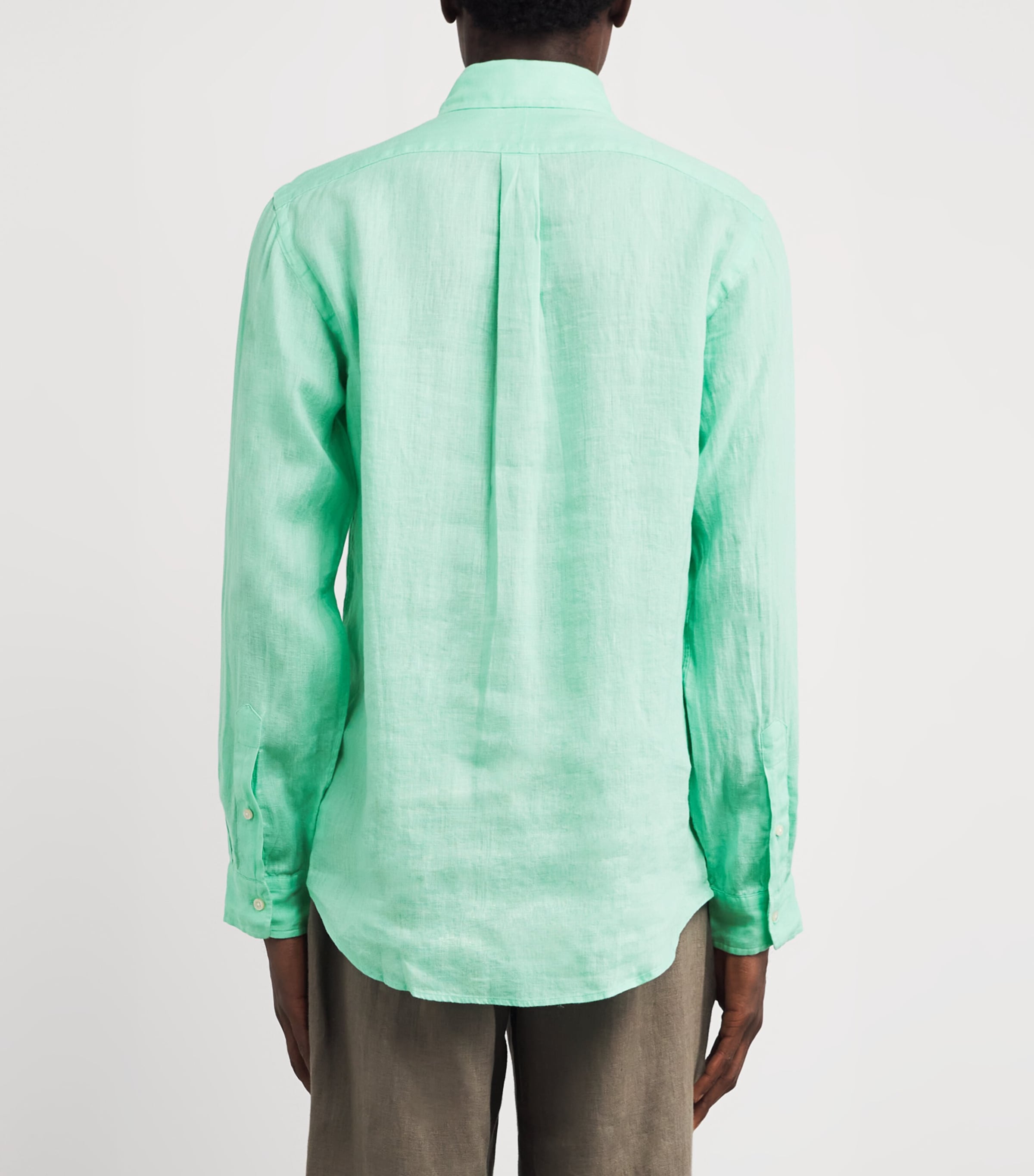 Polo Ralph Lauren Mens Linen Custom Fit Shirt Blue Image 4