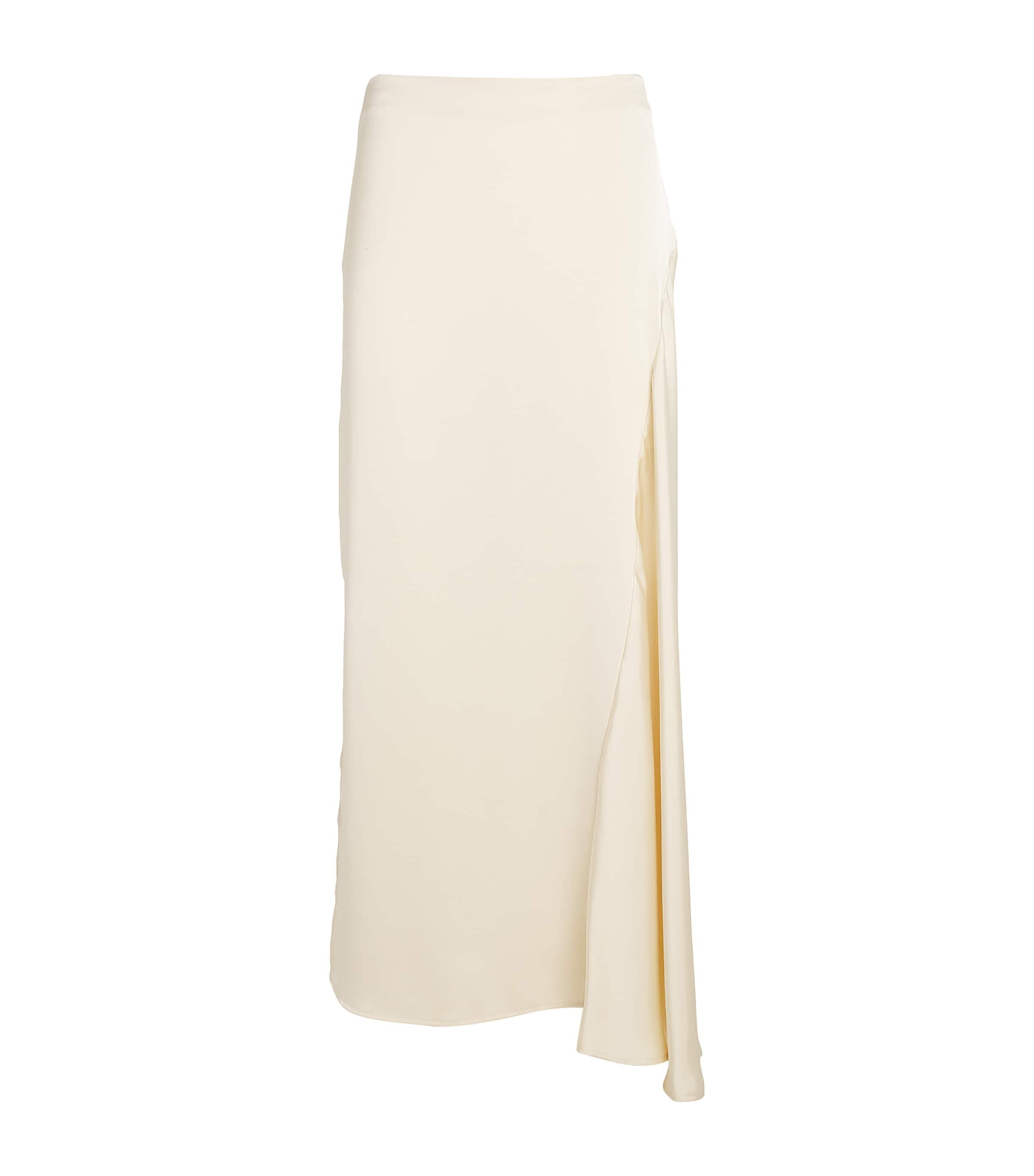 Shop Weekend Max Mara Satin Midi Skirt In White