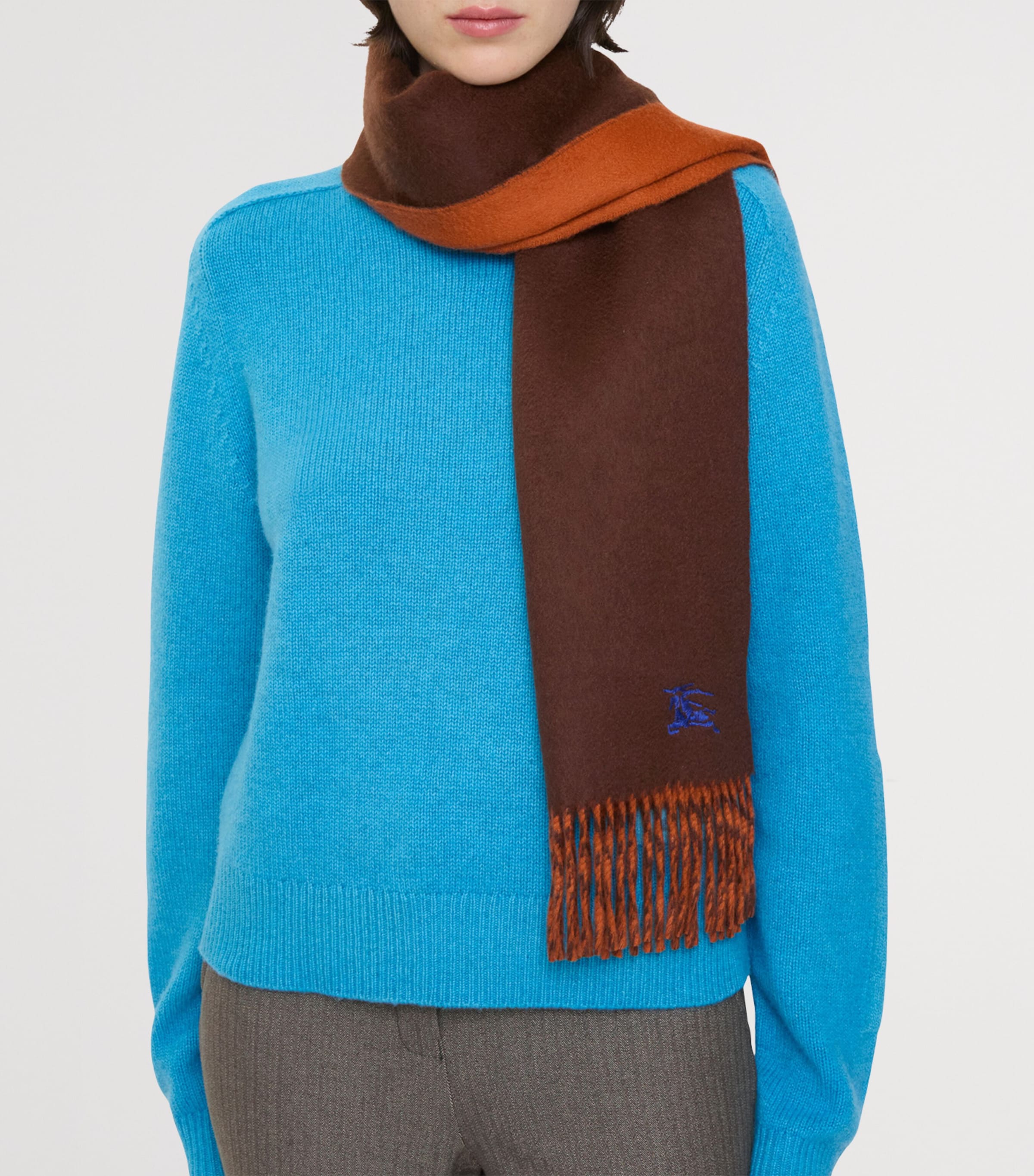 Cashmere Reversible EKD Scarf TREACLE BROWN/BRICK Image 5