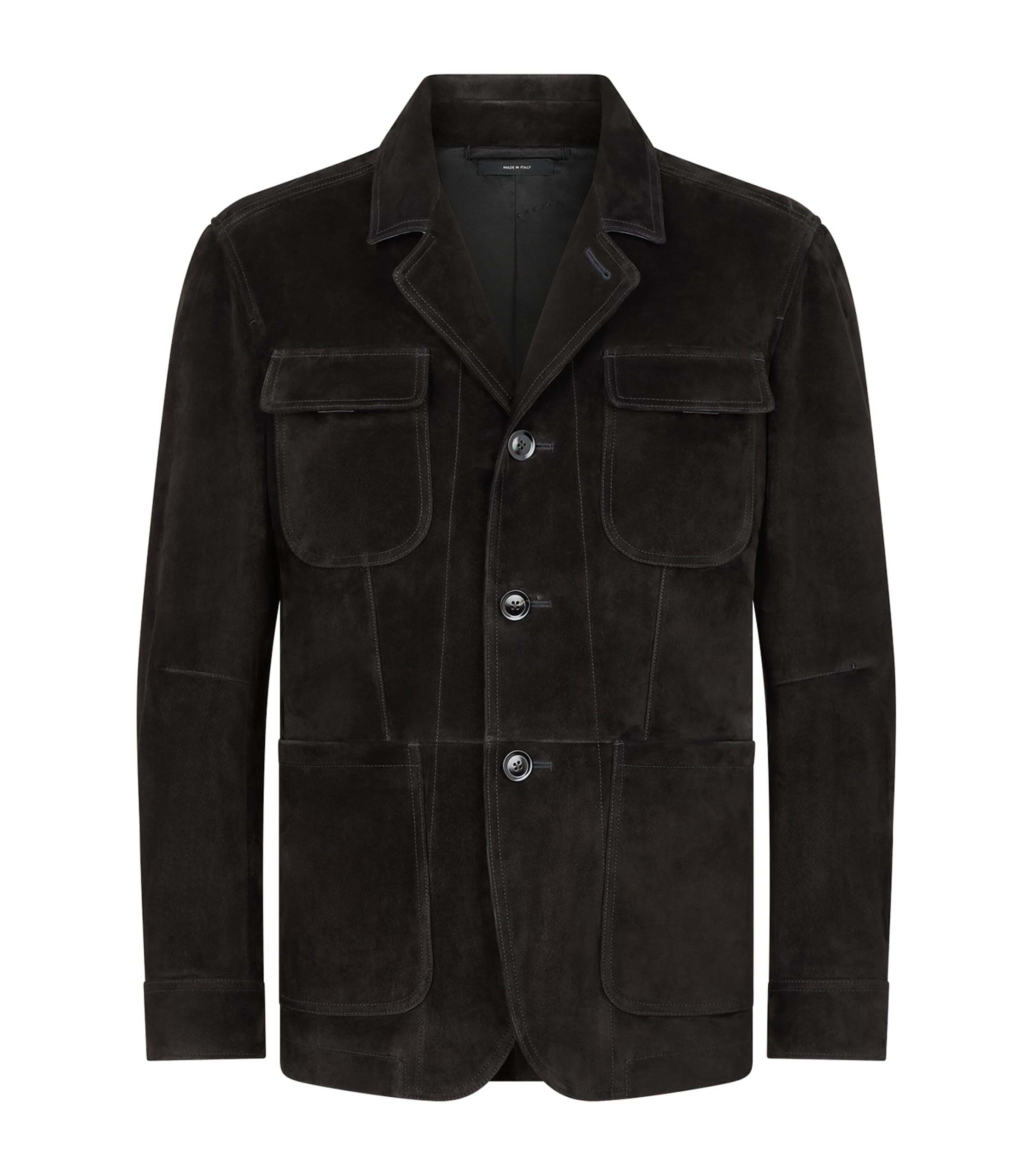 Tom Ford Suede Military Jacket In Black