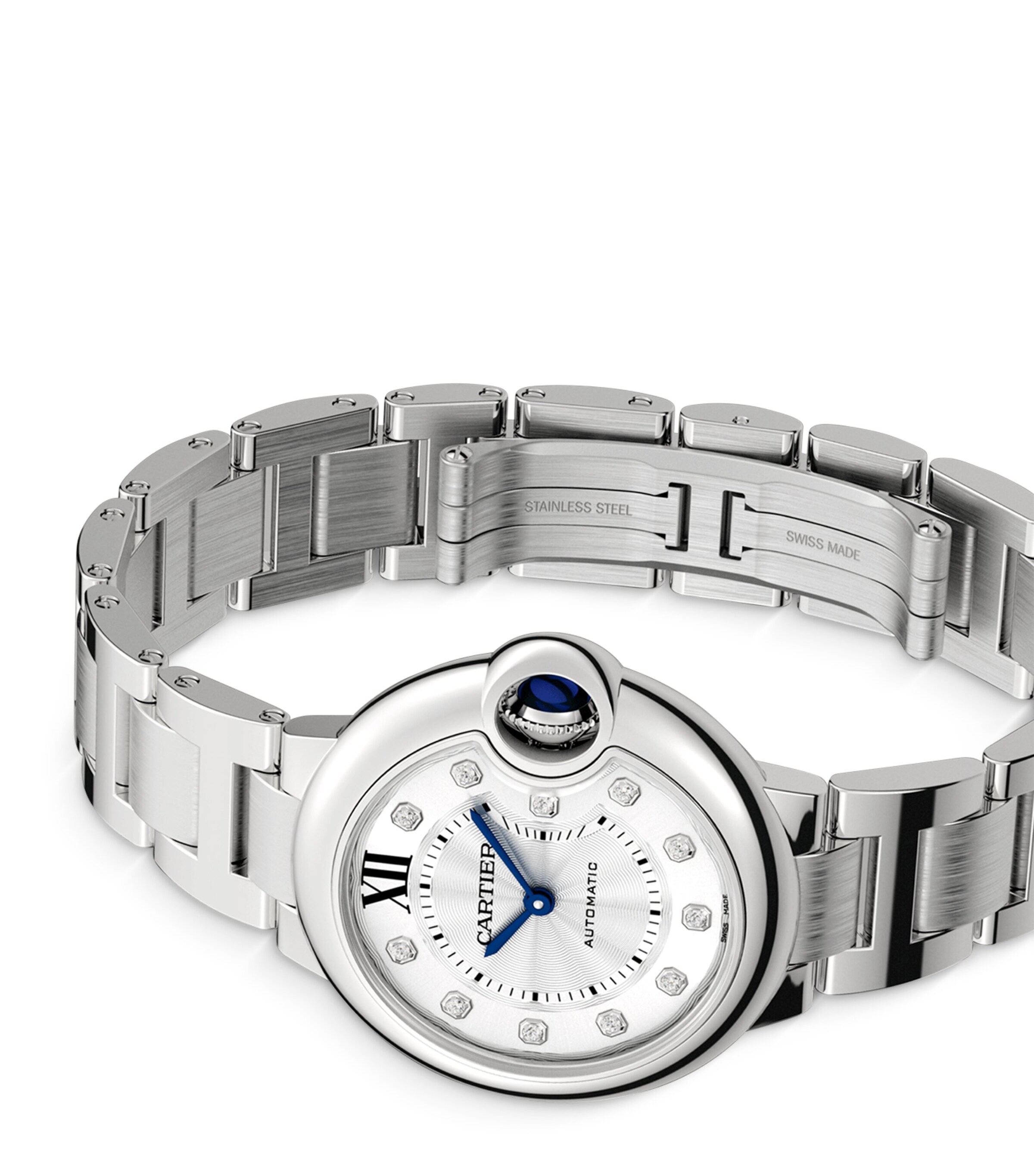 Stainless Steel and Diamond Ballon Bleu de Cartier Watch 33mm MULTI Image 8