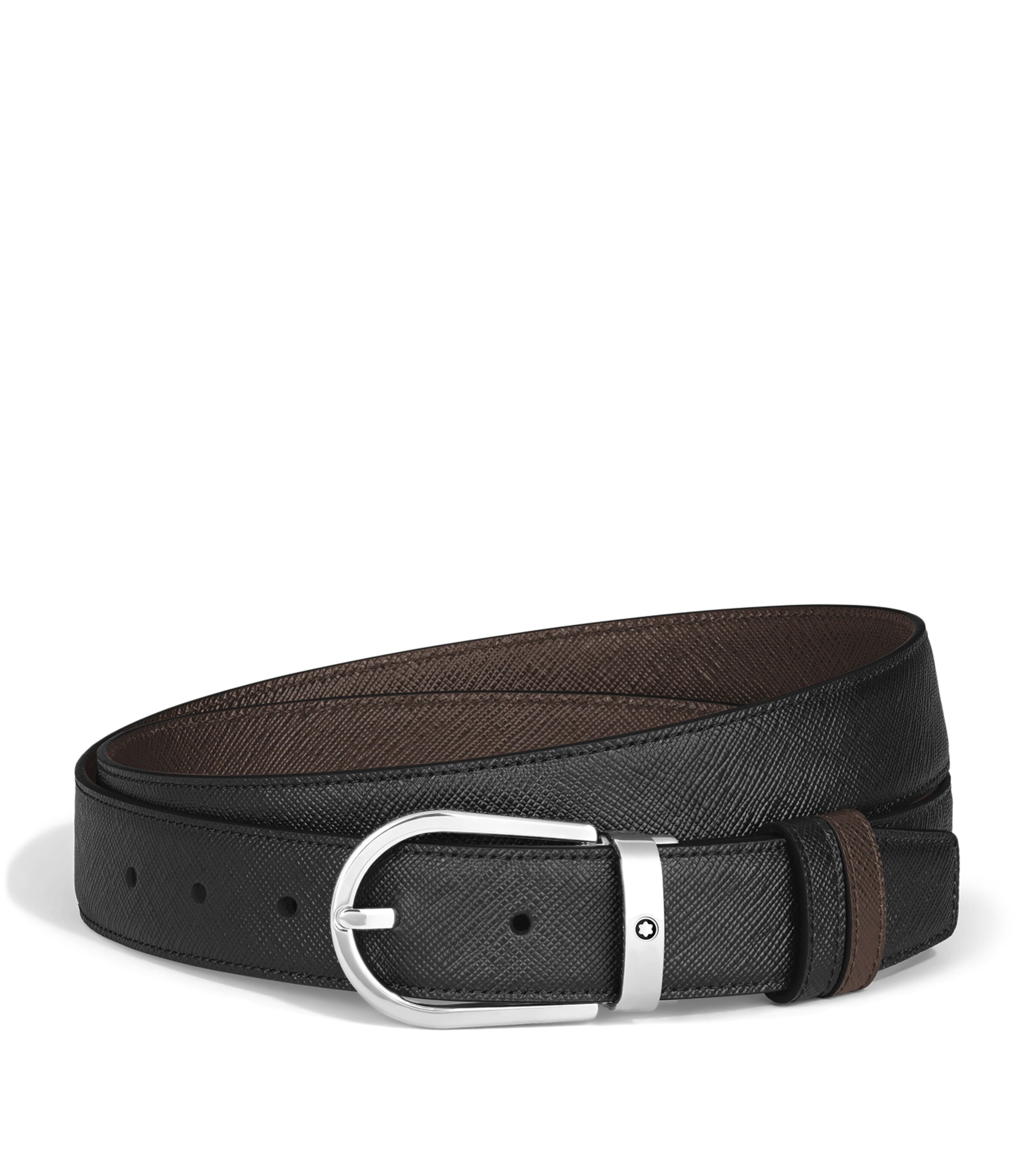 Montblanc Leather Reversible Horseshoe Belt Black/ebony Image 1