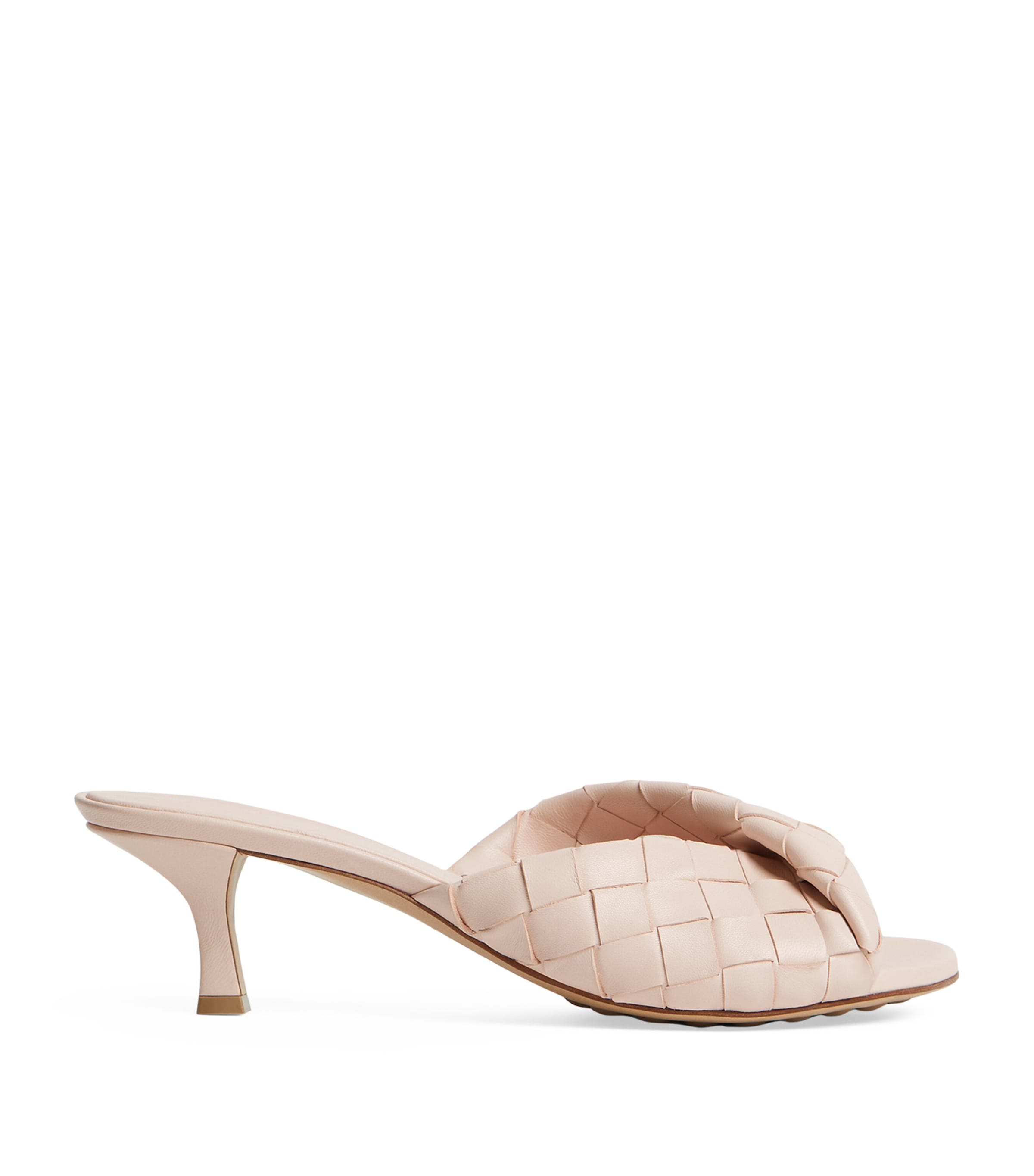 Shop Bottega Veneta Leather Intrecciato Blink Mules 50 In Pink