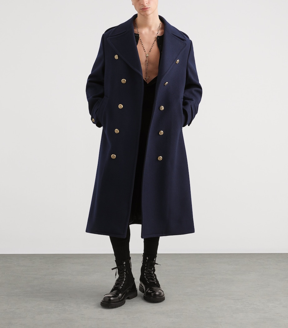 Dolce&Gabbana Mens Virgin Wool Double-Breasted Coat Very Dark Bl Image 2