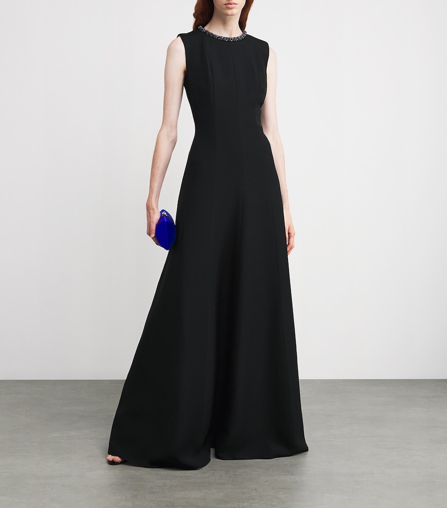 Wool-Silk Embellished Gown BLACK Image 2