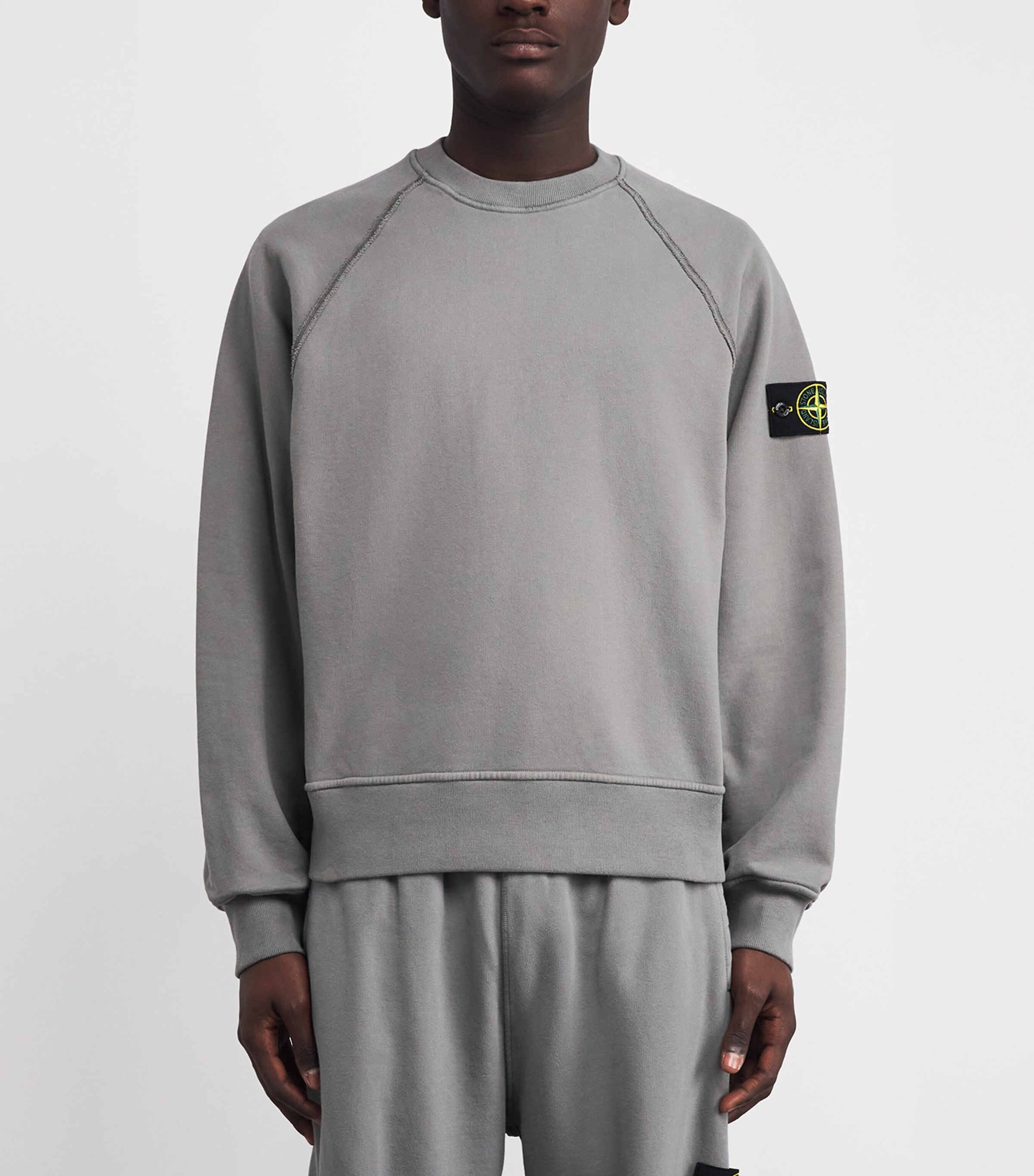 Stone Island Grey Cotton Compass Logo Sweatshirt | Harrods US