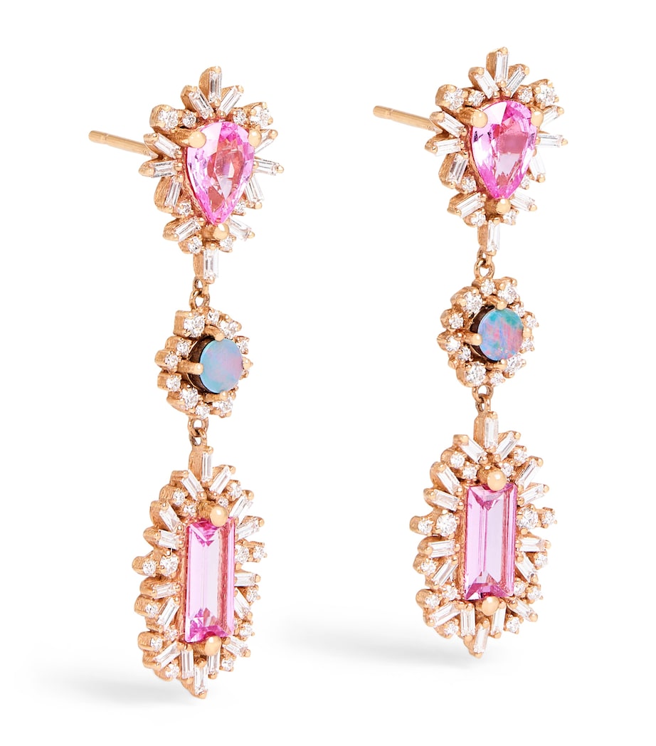 Suzanne Kalan Rose Gold, Diamond, Sapphire and Opal One of a Kind Drop Earrings Rg/p/opal Image 1