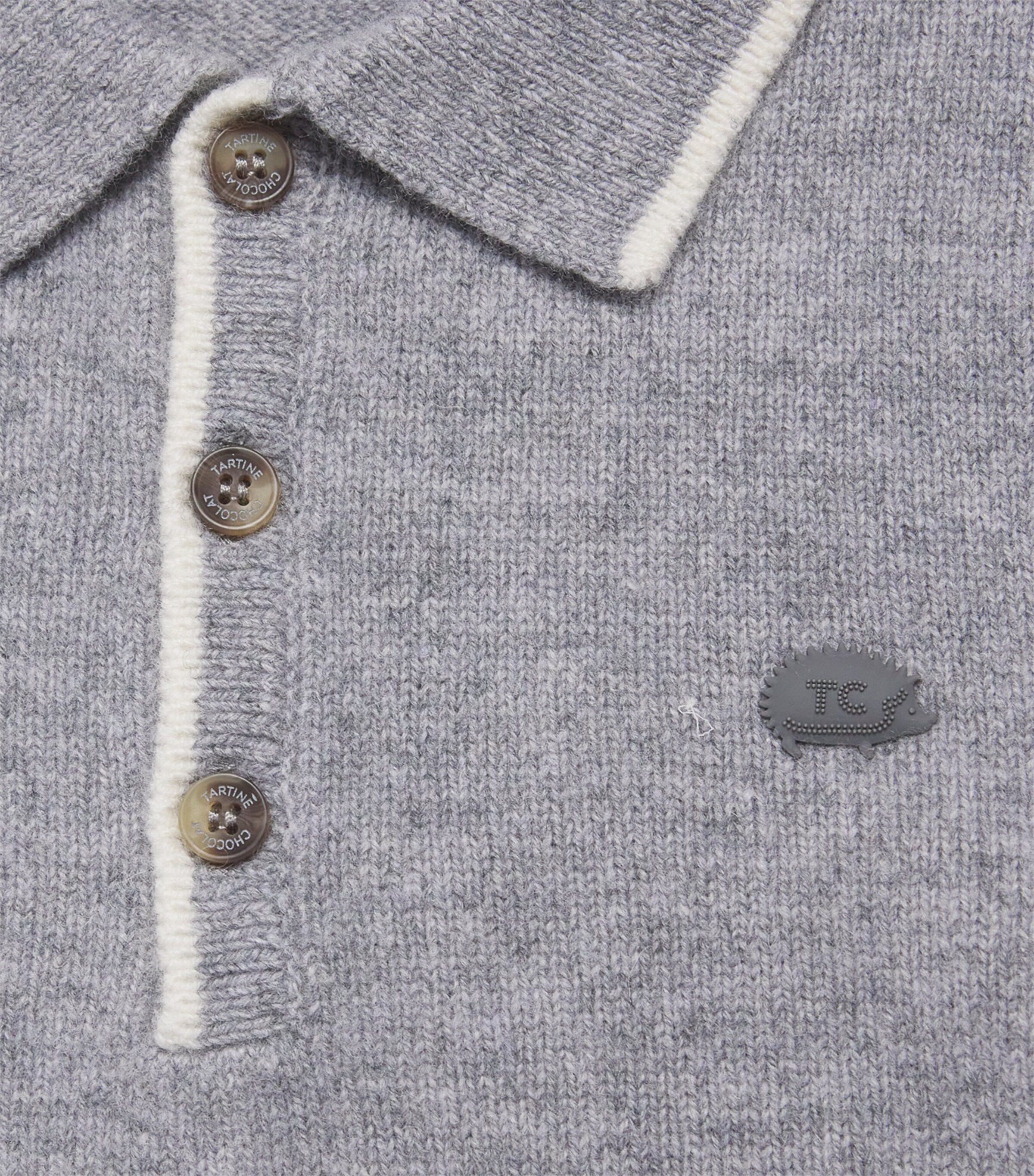 Wool Polo Sweater (5-12 Years) 22 GRIS CHINÉ MOYEN Image 3