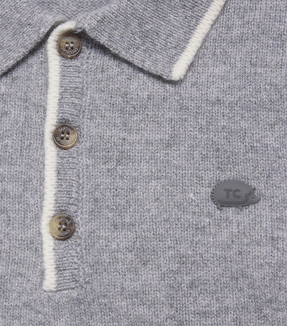 Wool Polo Sweater (5-12 Years) 22 GRIS CHINÉ MOYEN Image 3