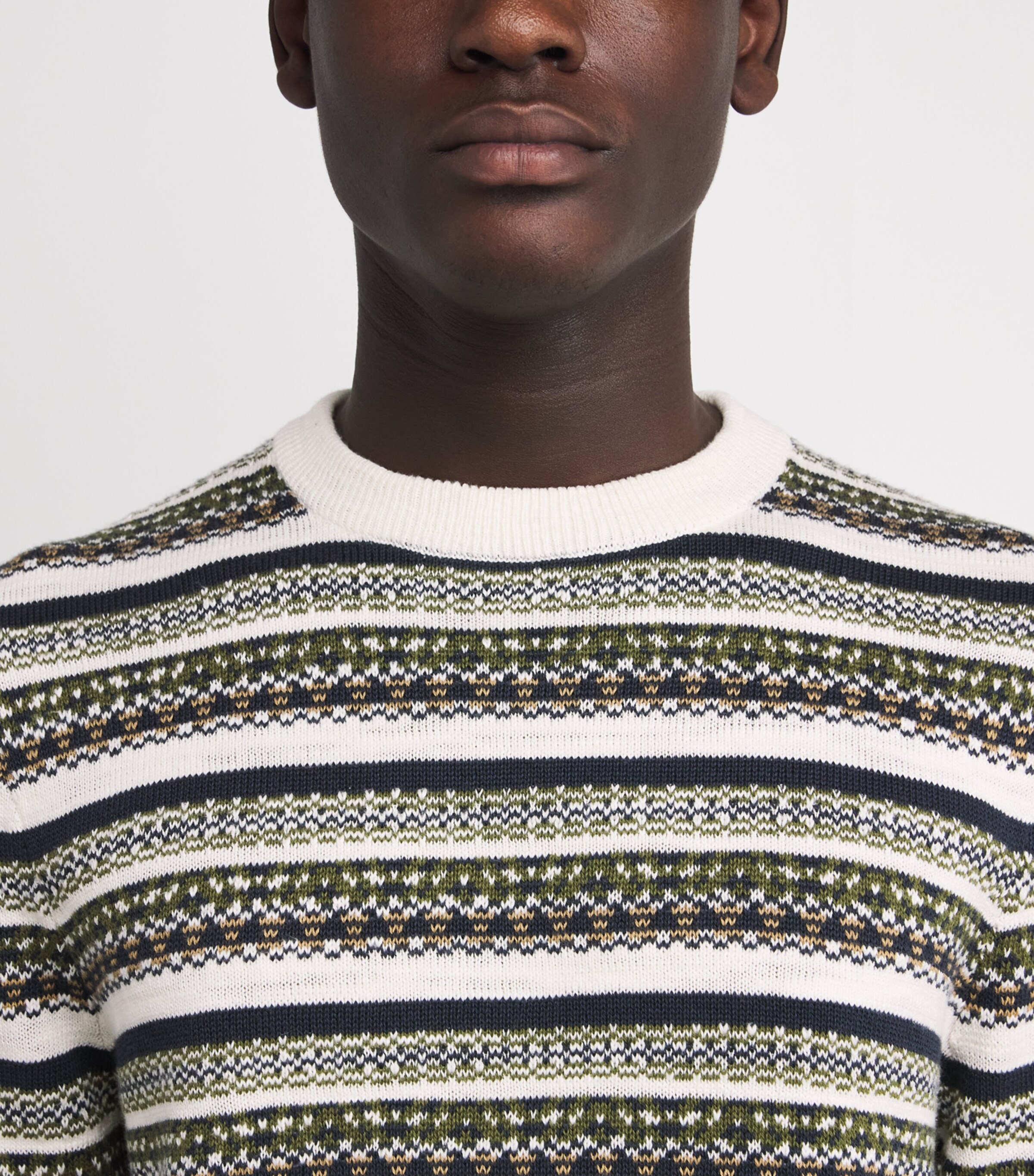Barbour Mens Cotton Topcliffe Fair Isle  Sweater Whisper White Image 6