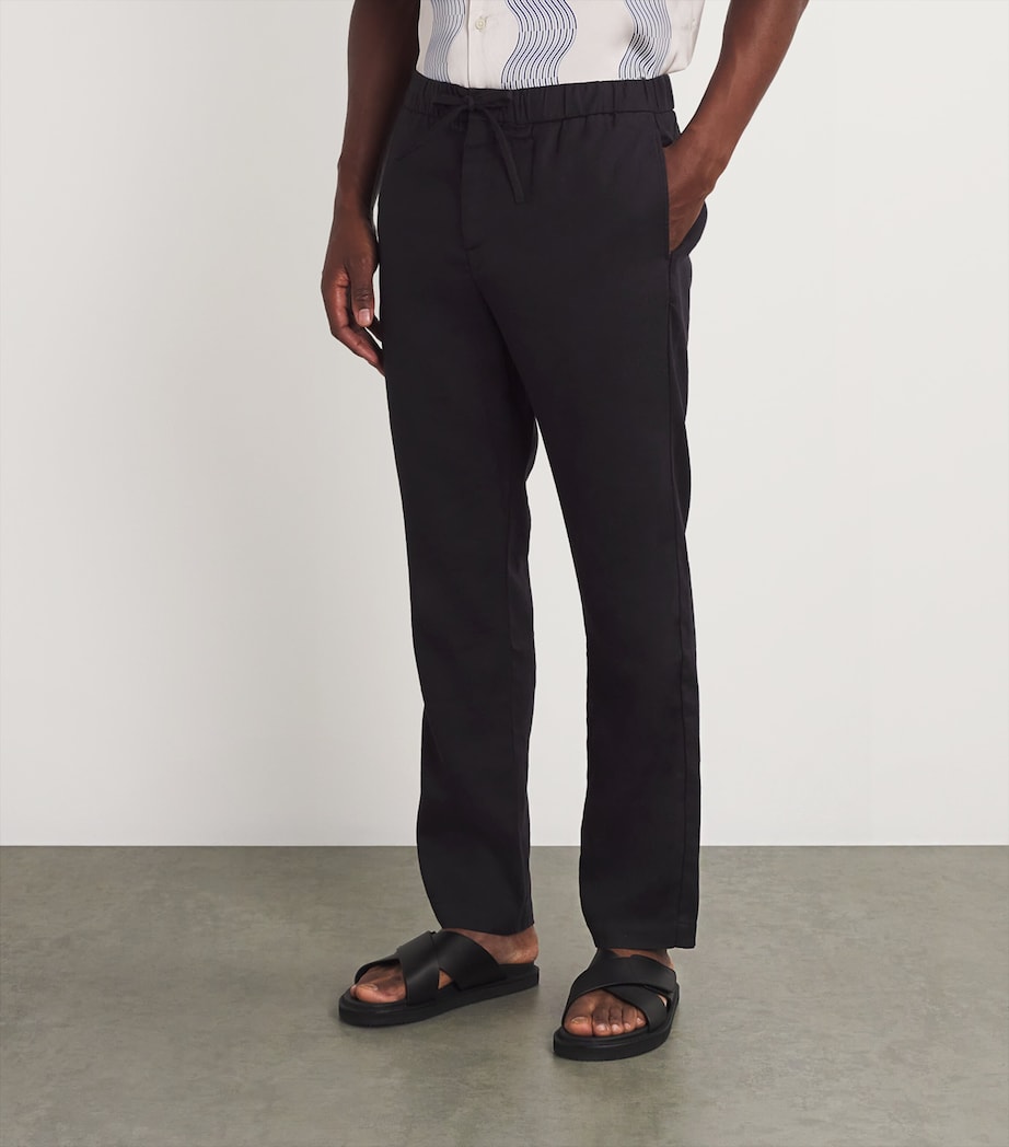Linen-Cotton Oscar Slim Trousers BLACK Image 3