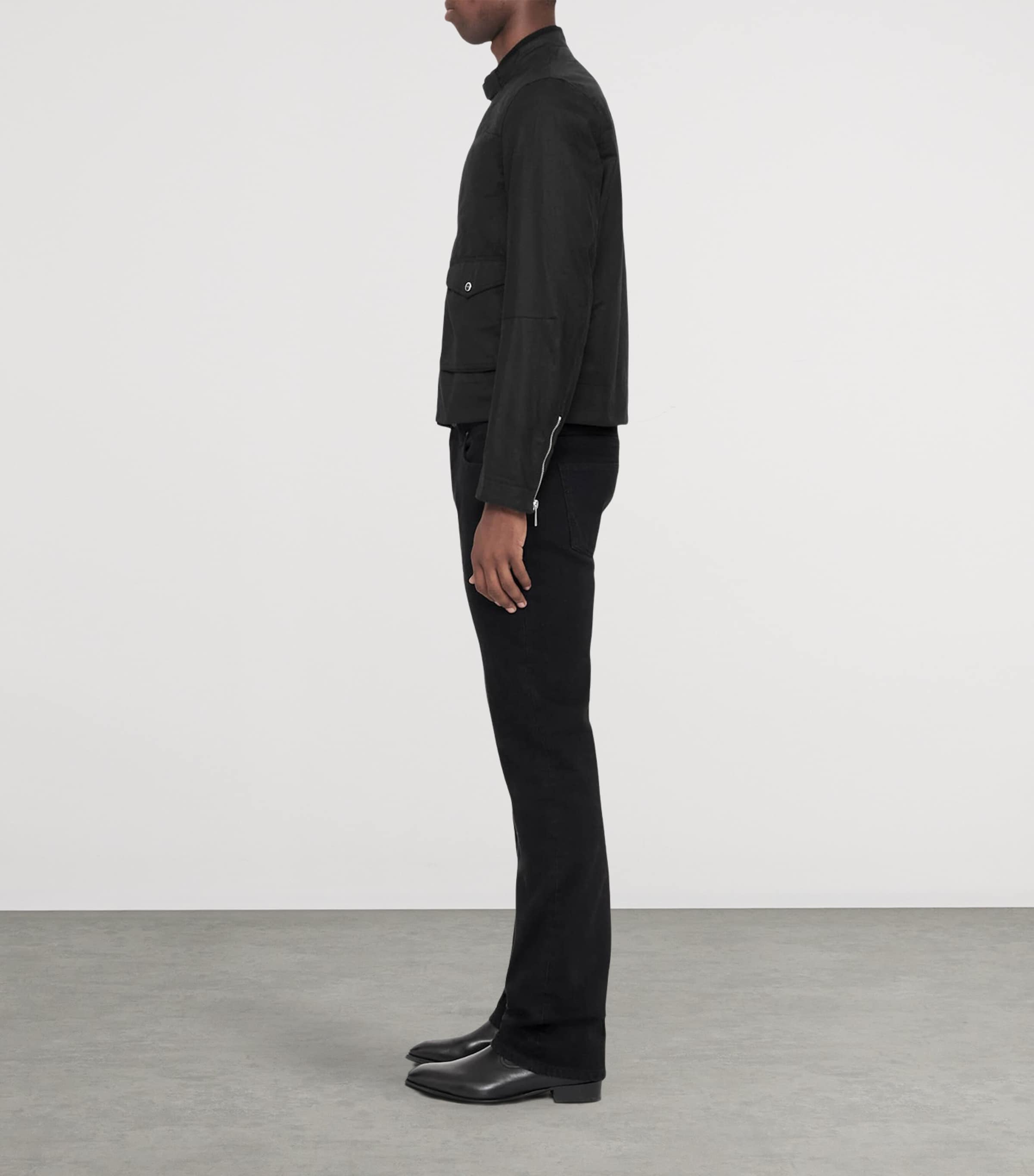AllSaints Mens Waxed Cotton Kirk Jacket Washed Black Image 8