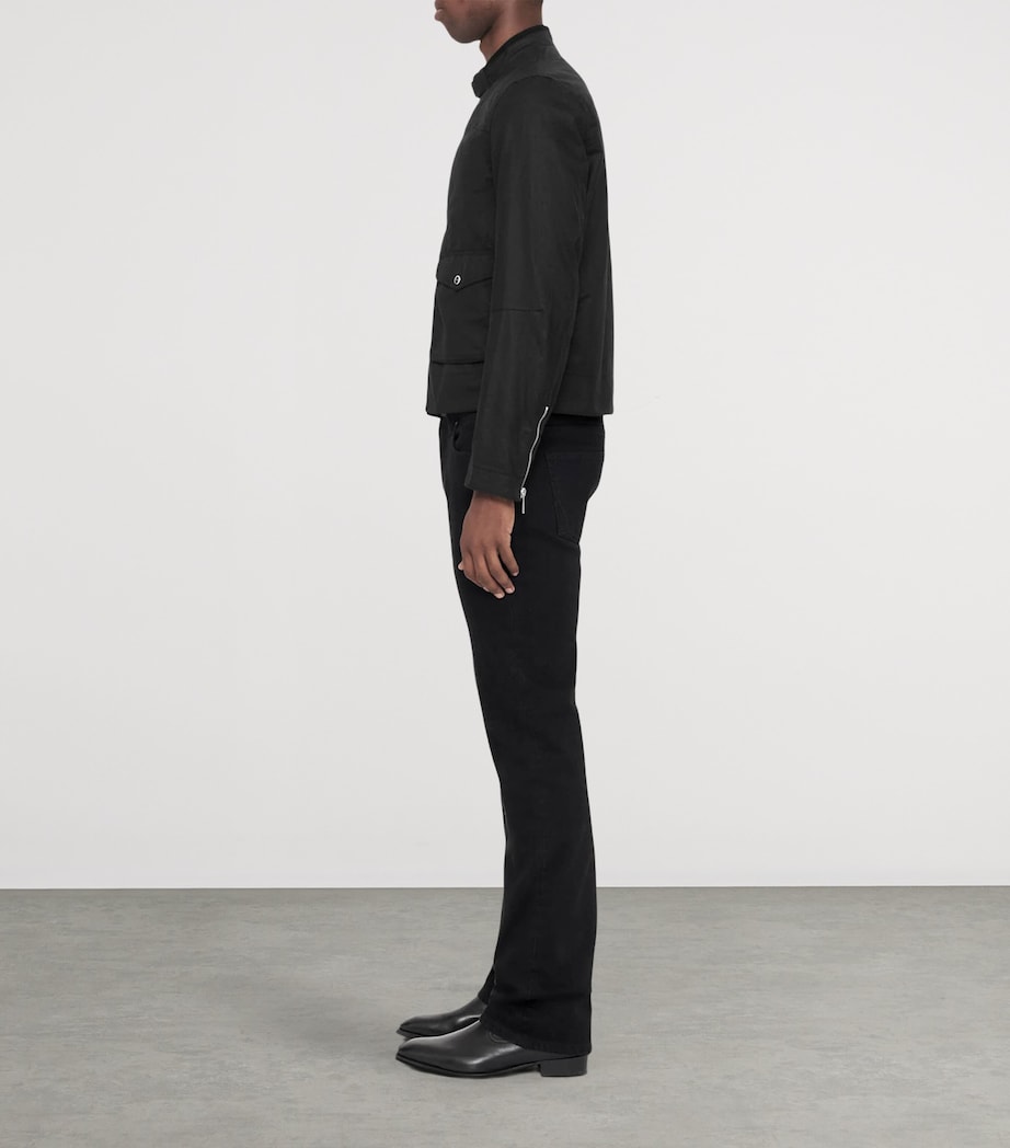 AllSaints Mens Waxed Cotton Kirk Jacket Washed Black Image 8