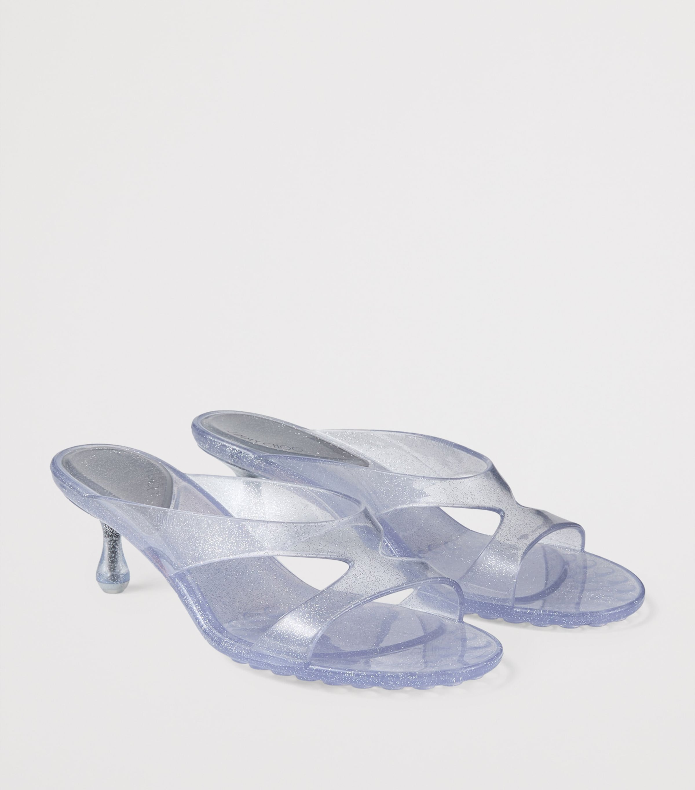 Jimmy Choo Jelly Drop 50 Glitter Heeled Mules Silver Image 2