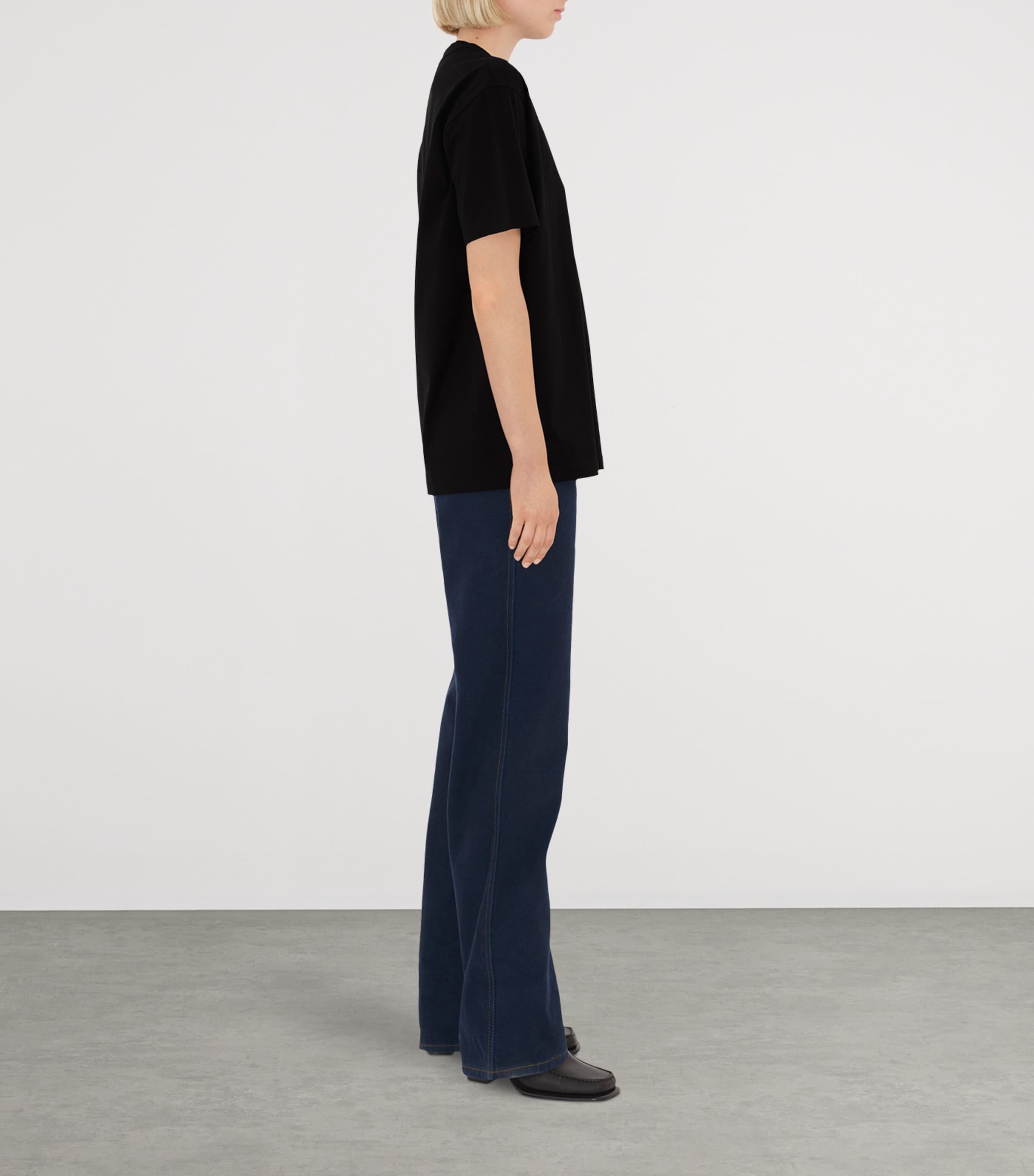 Cotton Check-Pocket T-Shirt BLACK Image 3